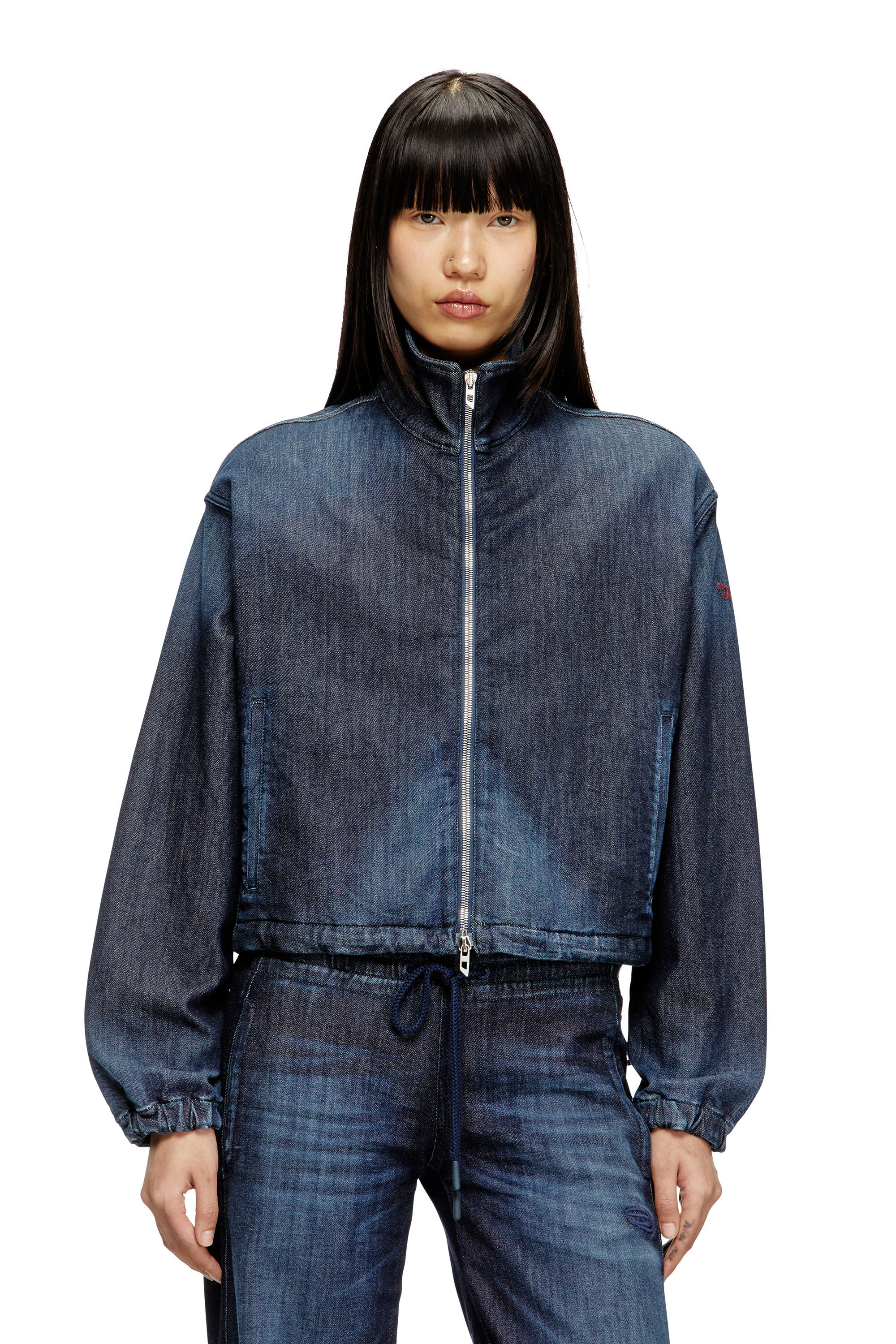 Diesel - DE-SANDERZ JOGG, Woman's High-neck JoggJeans jacket in Dark Blue - 3