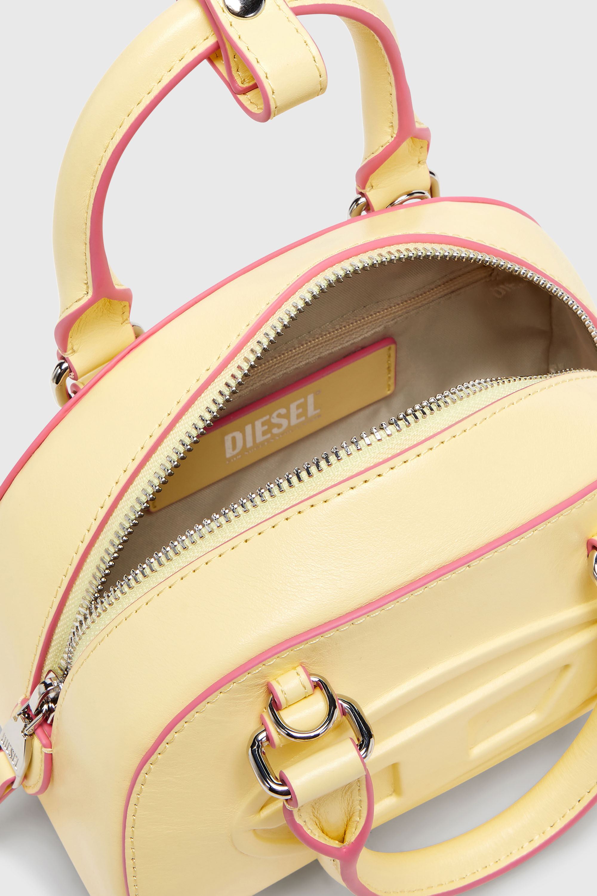 Diesel - 1DR DOME CROSSBODY, Woman's 1DR Dome-Leather Small bowling bag in Yellow - 4