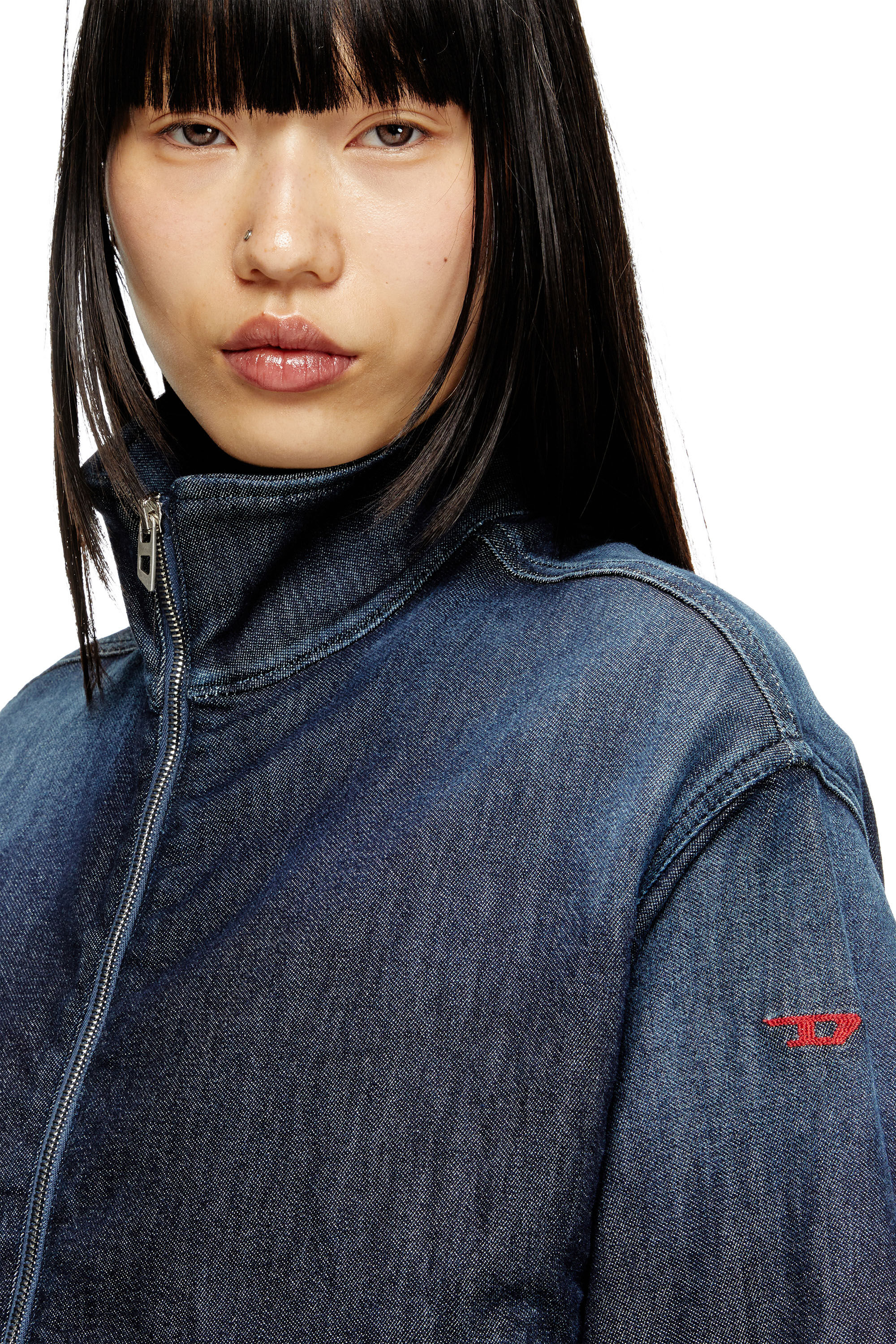 Diesel - DE-SANDERZ JOGG, Woman's High-neck JoggJeans jacket in Dark Blue - 5