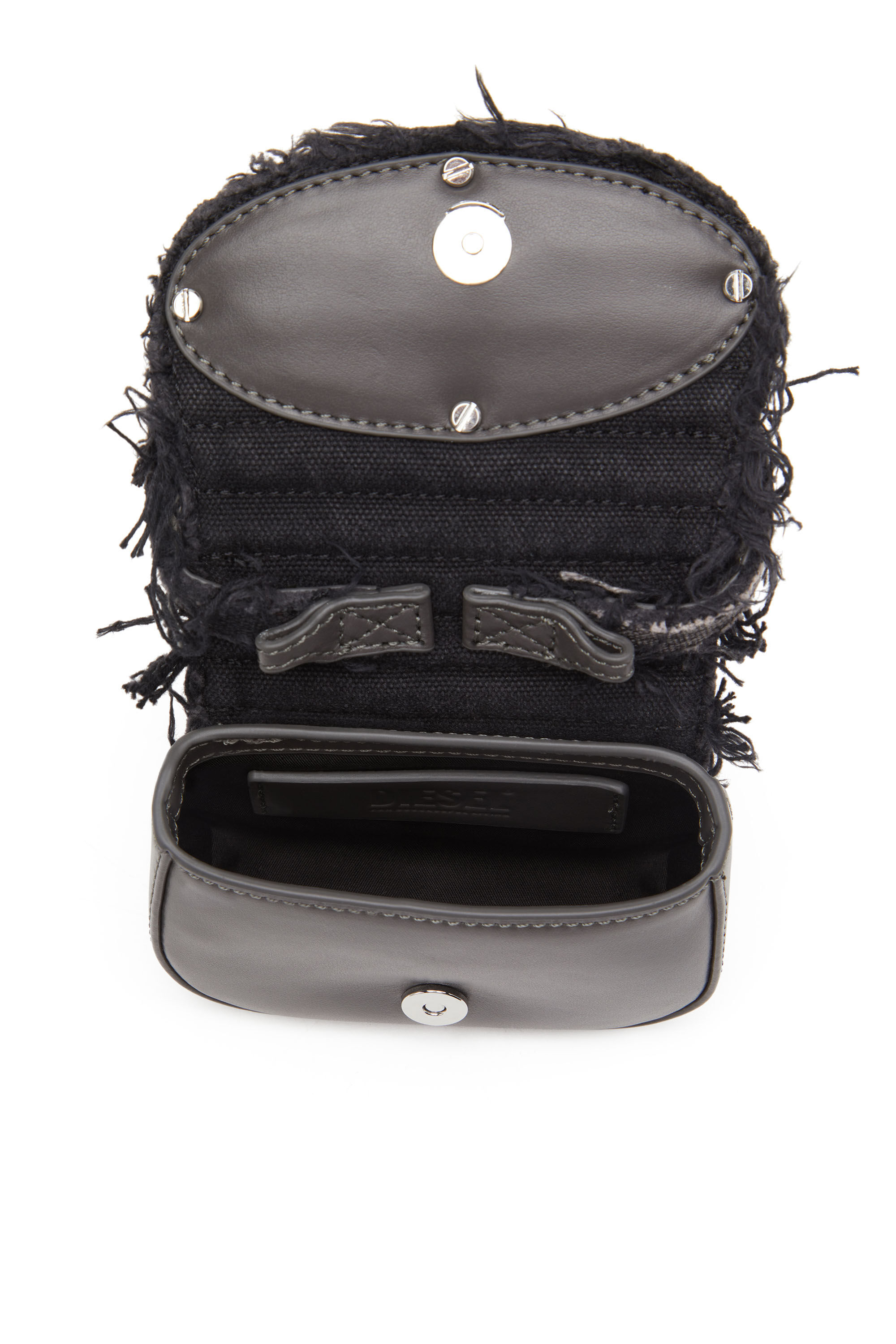 Diesel - 1DR XS, Woman's 1DR XS - Iconic mini bag in canvas and crystals in Black - 5