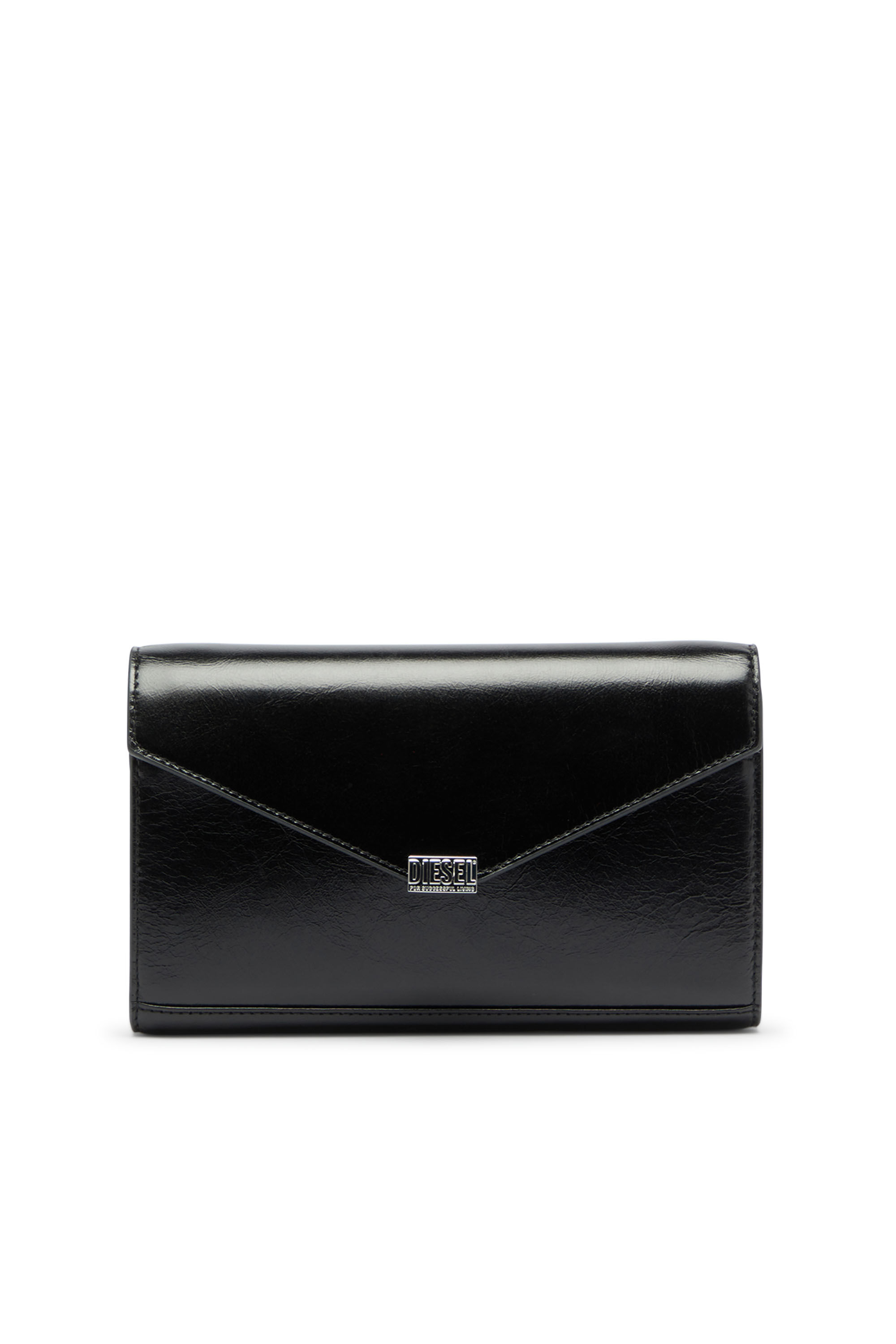 Diesel - D-ENVELOP WALLET ON CHAIN, Woman's Wallet purse in shiny wrinkled leather in null - 1