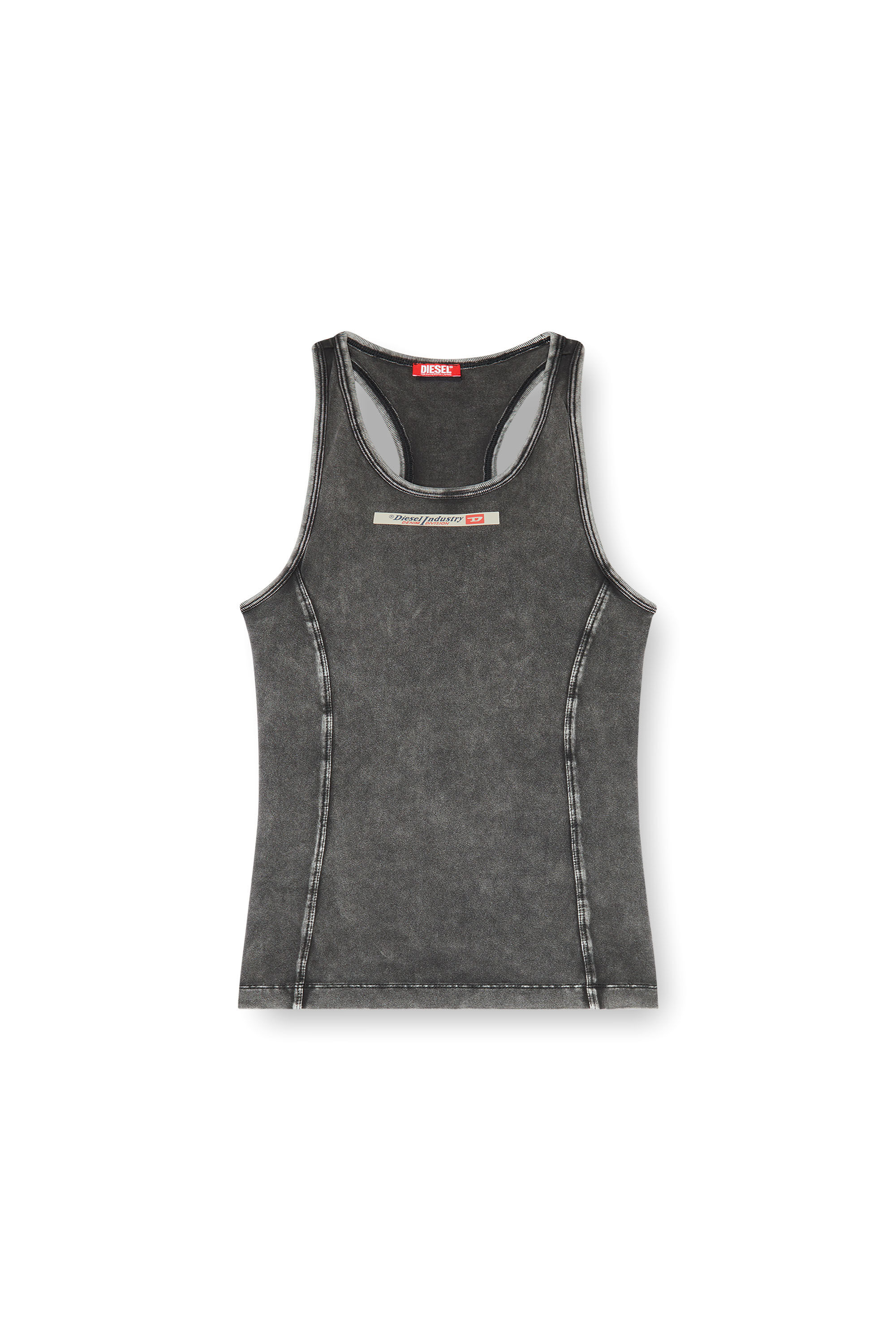 Diesel - IRENE-DNM, Woman's Cotton tank top with treated effect in Dark grey - 2