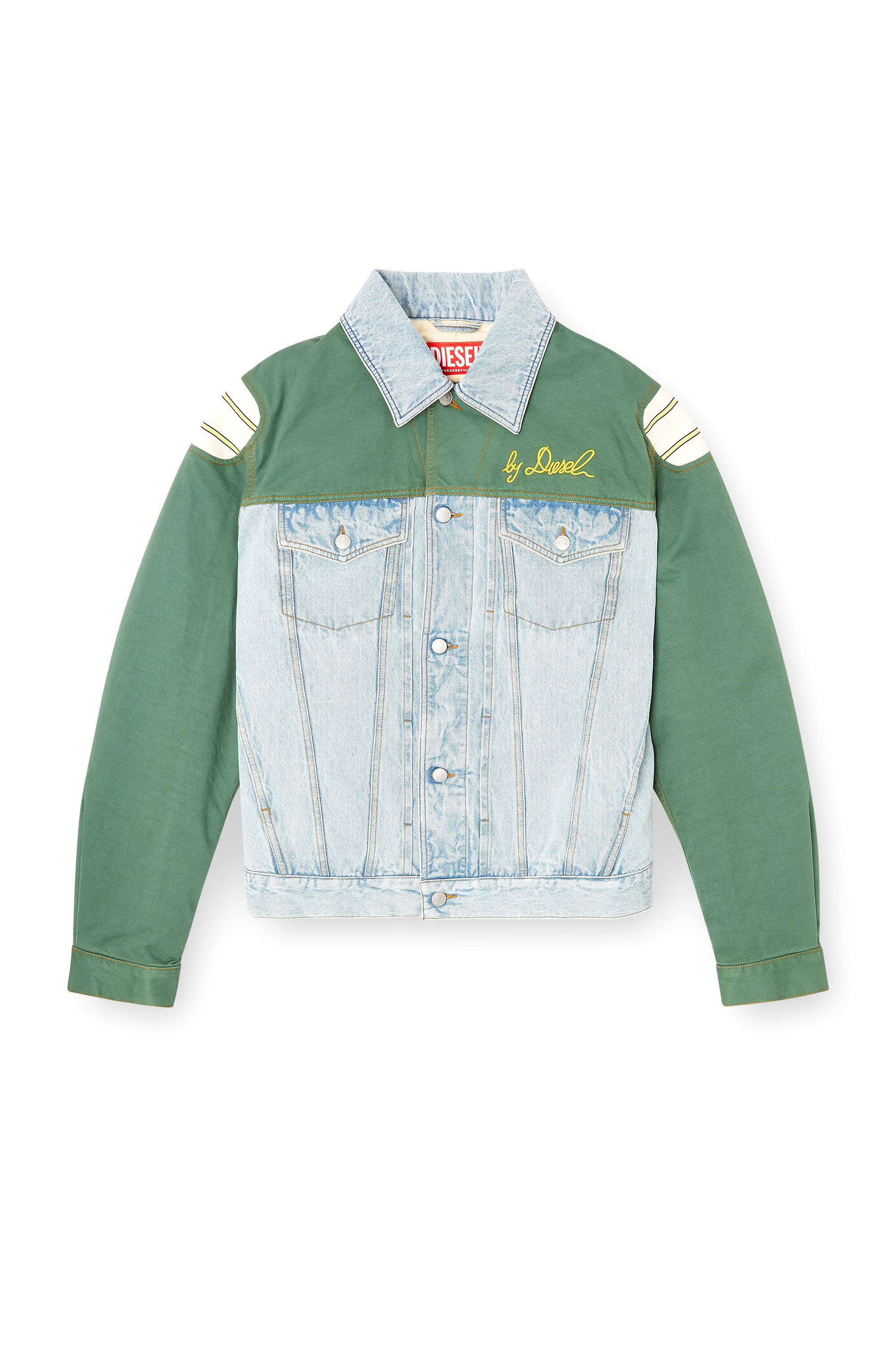Diesel - J-GIANT-20TH, Unisex's Denim jacket with cotton insert in Green/Blue - 2
