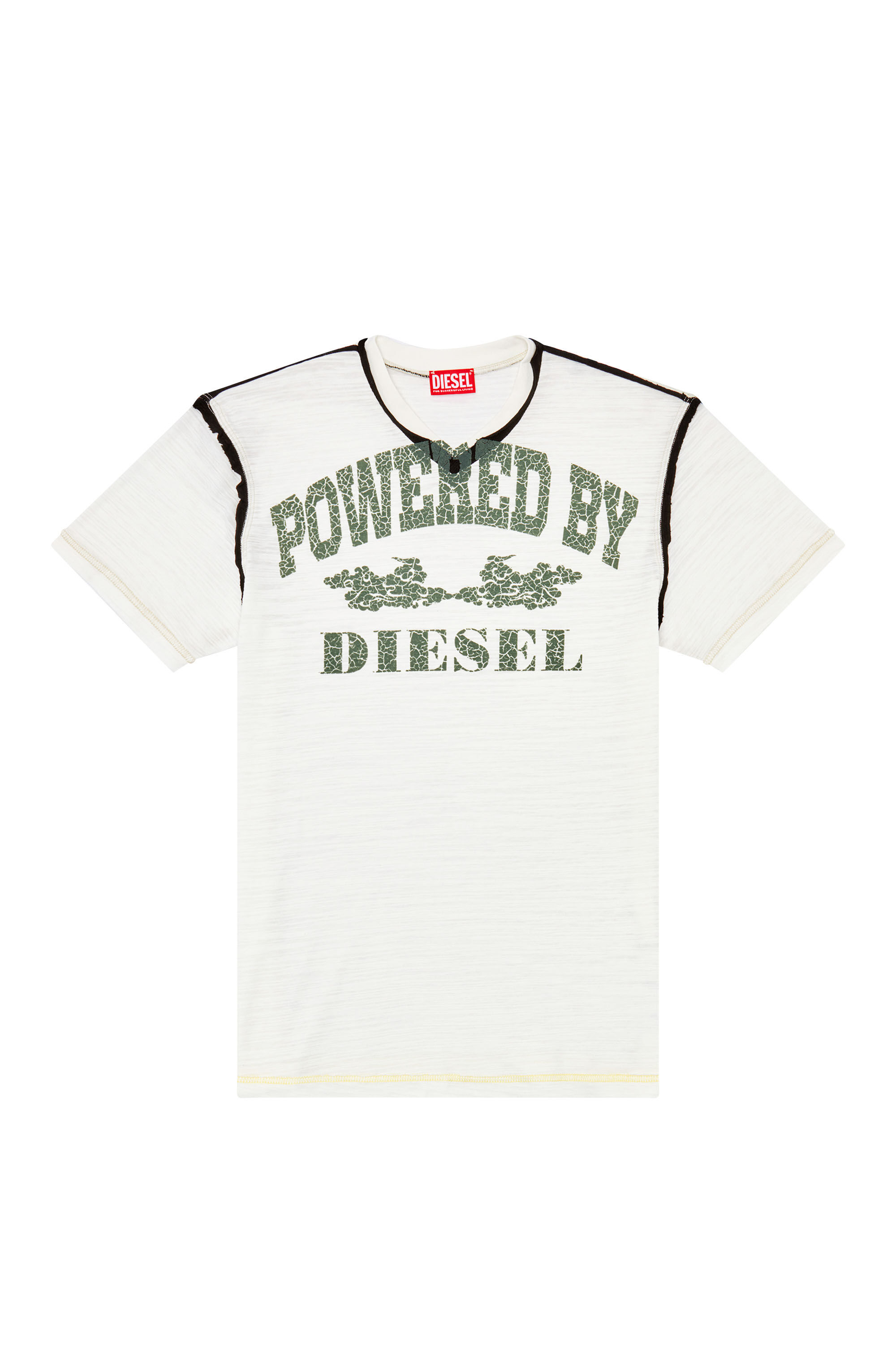 Diesel - T-DIEGOR-V-RAW, Man V-neck T-shirt in inside-out slub jersey in White - Image 4