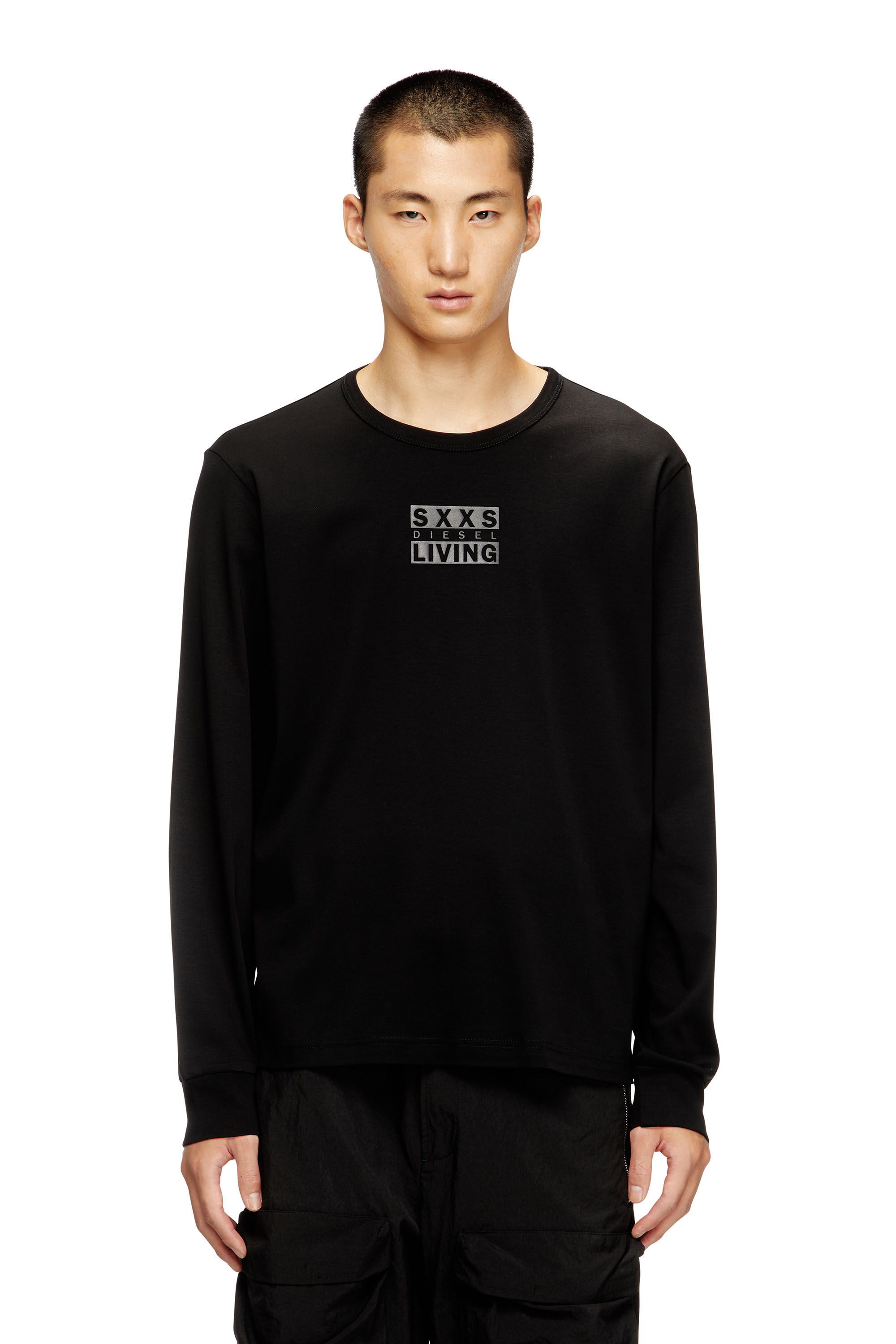 Diesel - T-MADJUST-LS-T1, Man's Long-sleeve cotton t-shirt in Black - 3