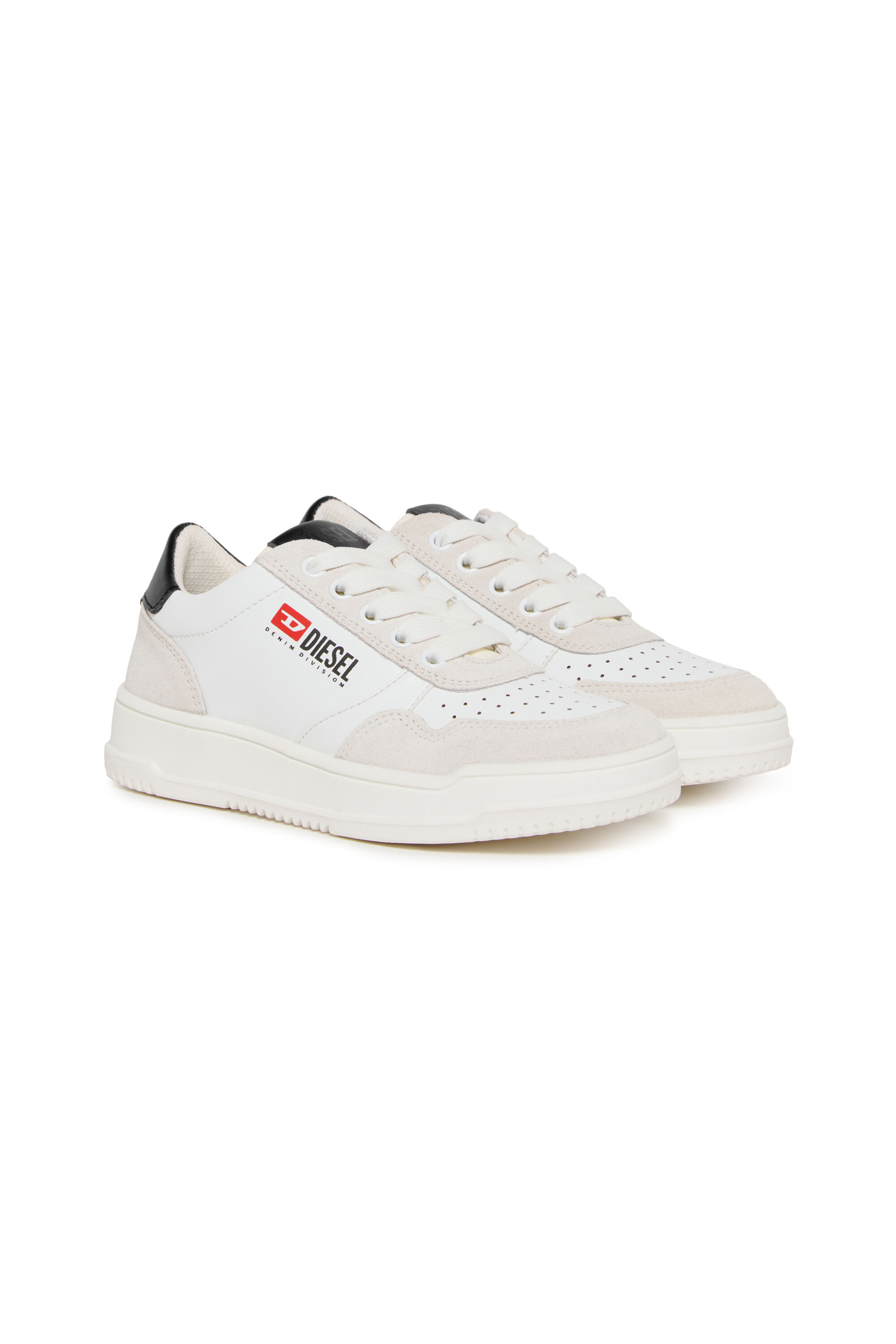 Diesel - S-CASCOUN, Unisex's S-CASCOUN-Sneakers in leather with side logo in White/Black - 2
