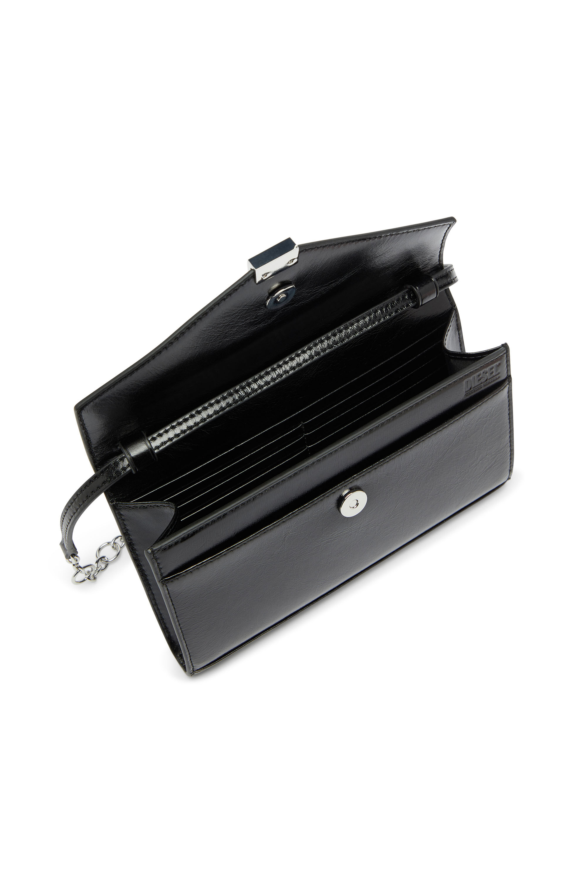 Diesel - D-ENVELOP WALLET ON CHAIN, Woman's Wallet purse in shiny wrinkled leather in null - 4