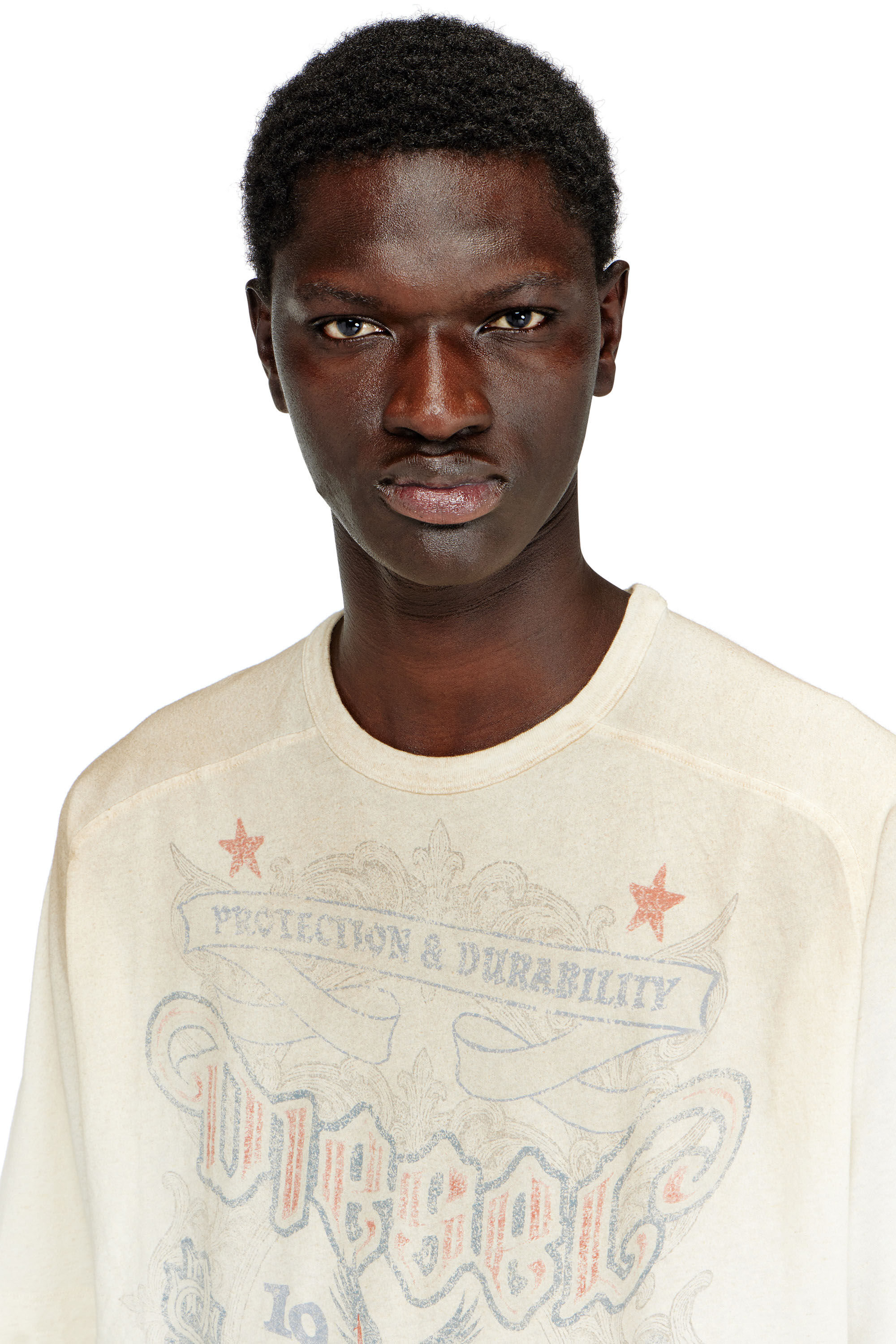 Diesel - T-ALECY, Man's T-shirt with Diesel crest graphic in White - 5