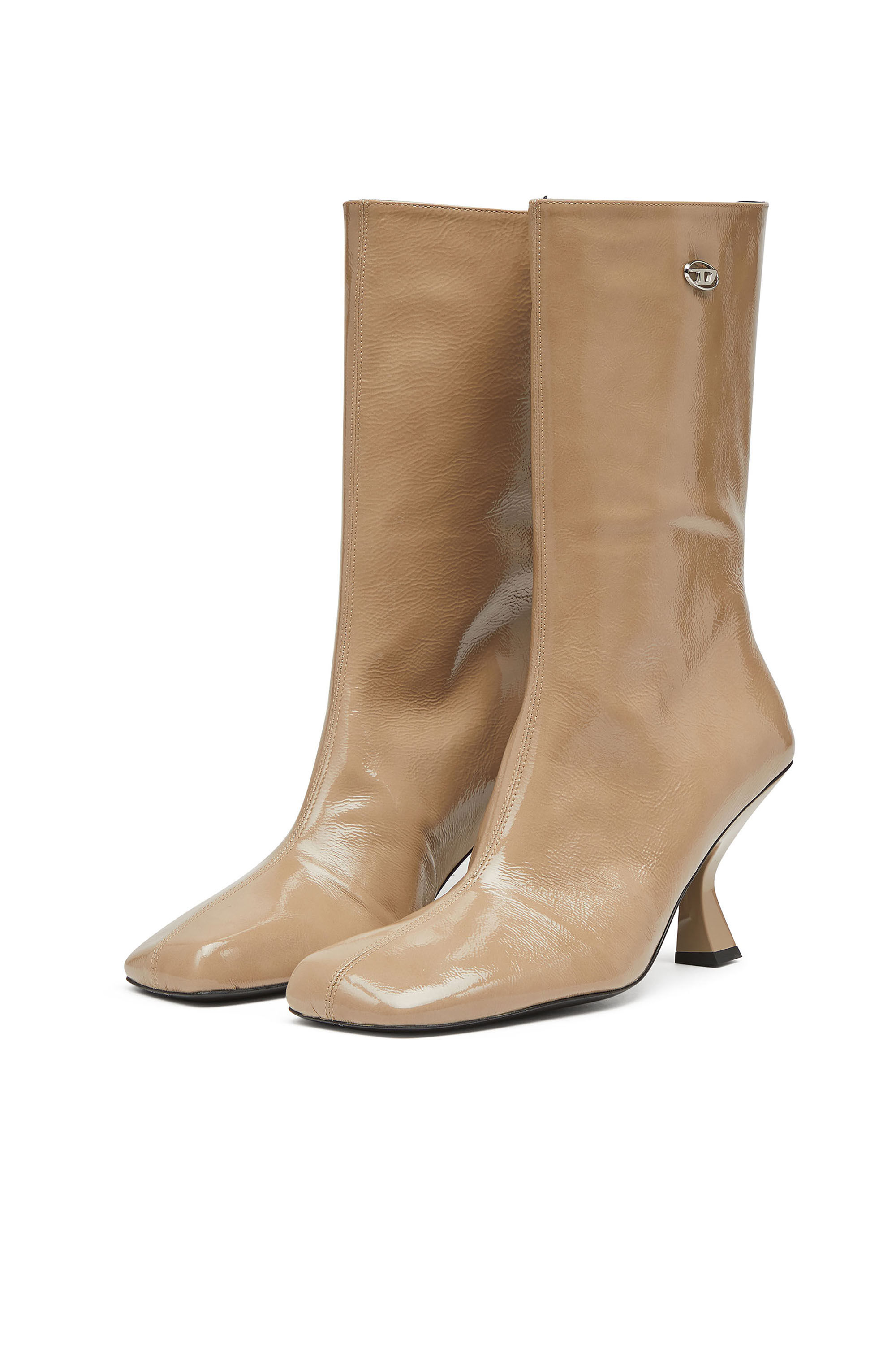 Diesel - D-AMBER TUBE 75, Woman's D-Amber-Square-toe ankle boots with naplak effect in Beige - 7