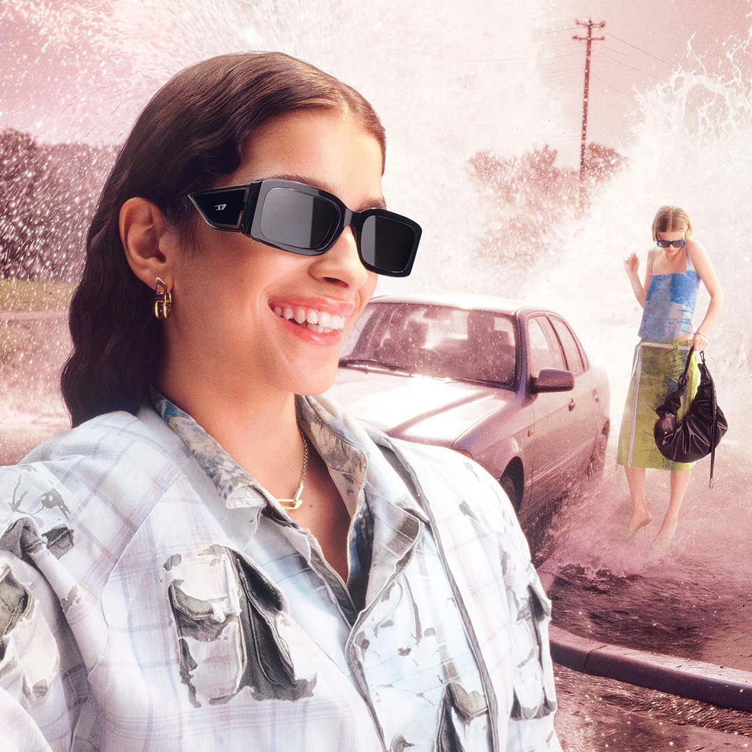 Woman wearing Diesel sunglasses