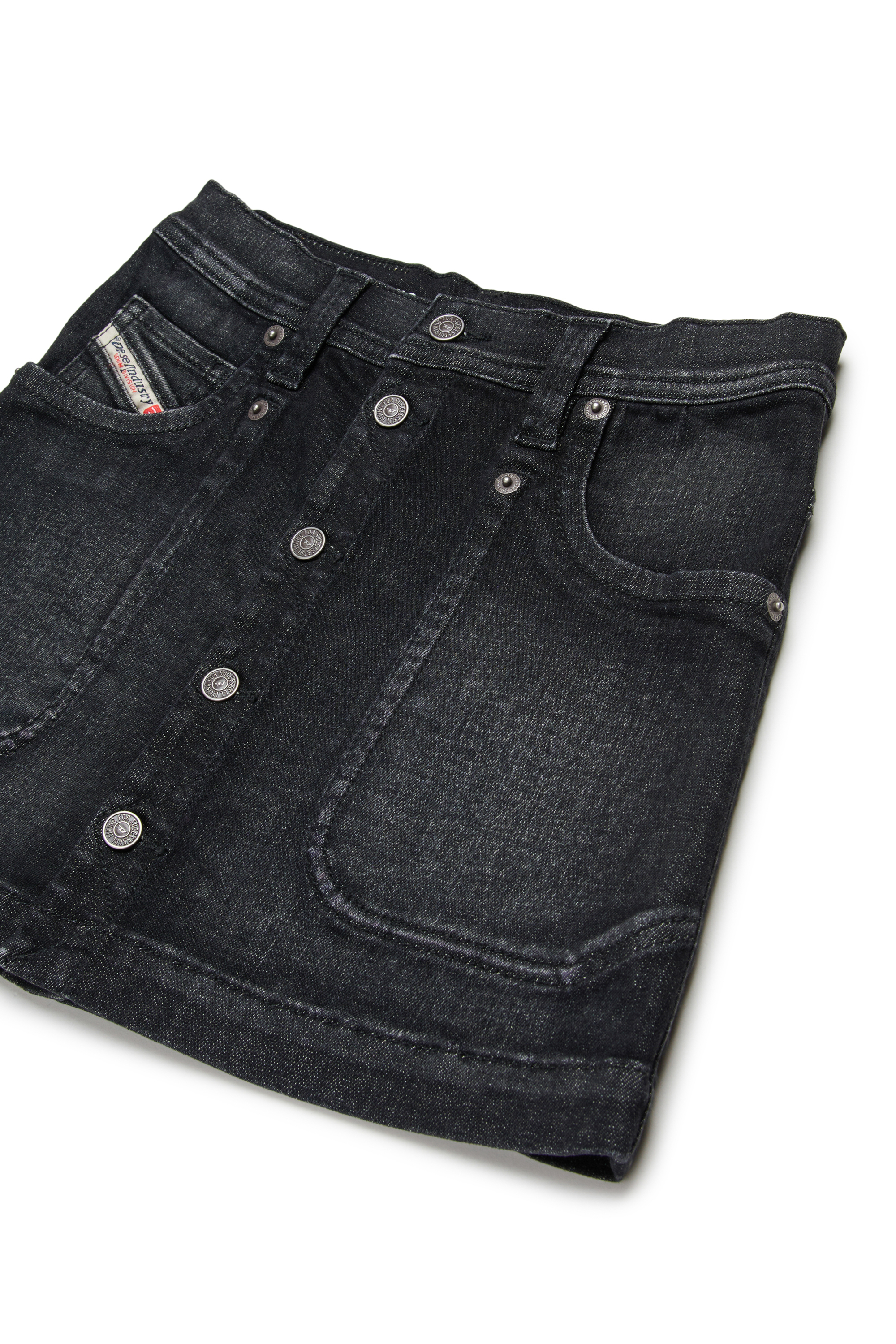 Diesel - GEALBUS, Woman's Denim skirt with front buttons in Black/Dark grey - 3
