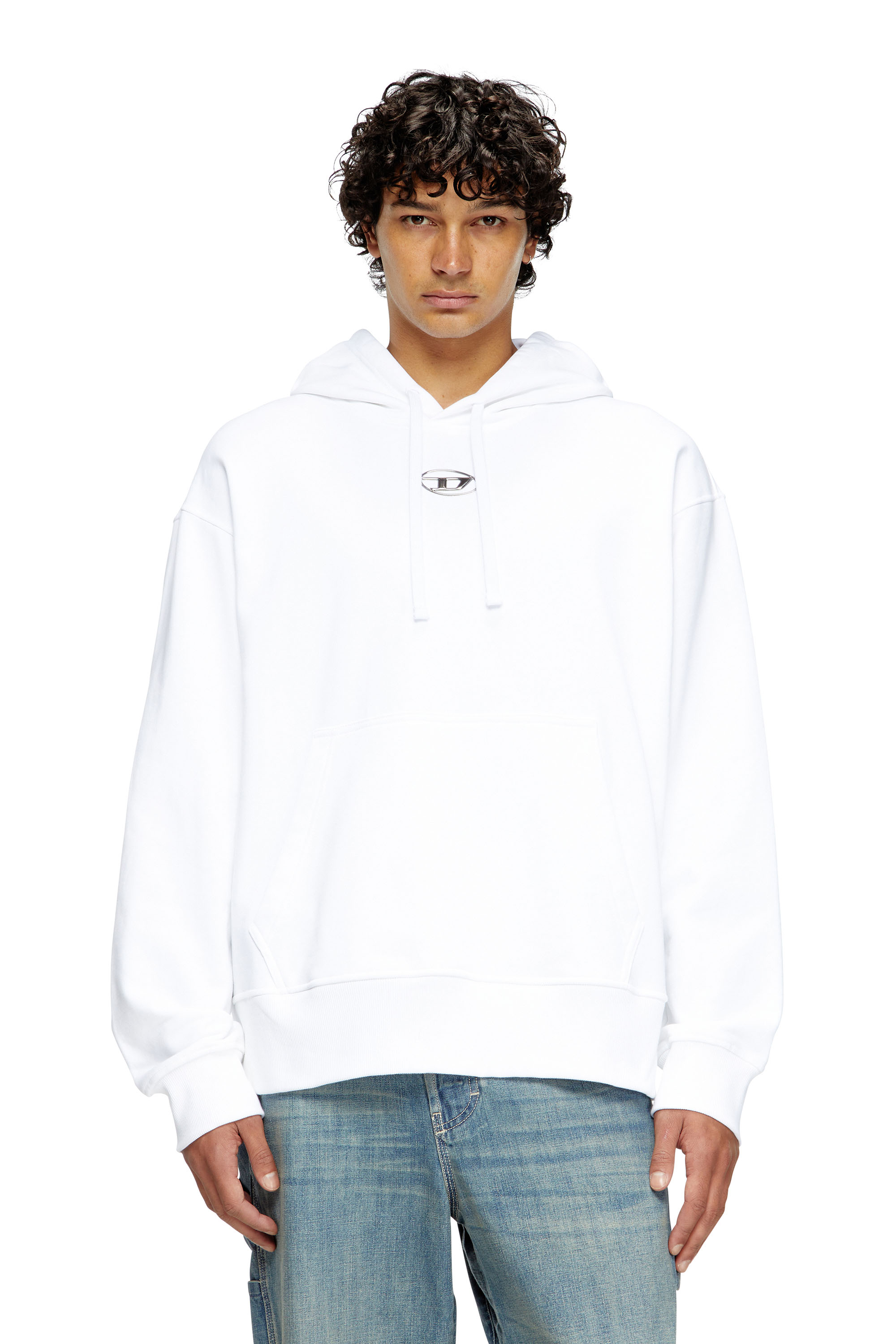 Diesel - S-MACS-HOOD-OD, Man's Oversized hoodie with metallic logo in White - 3