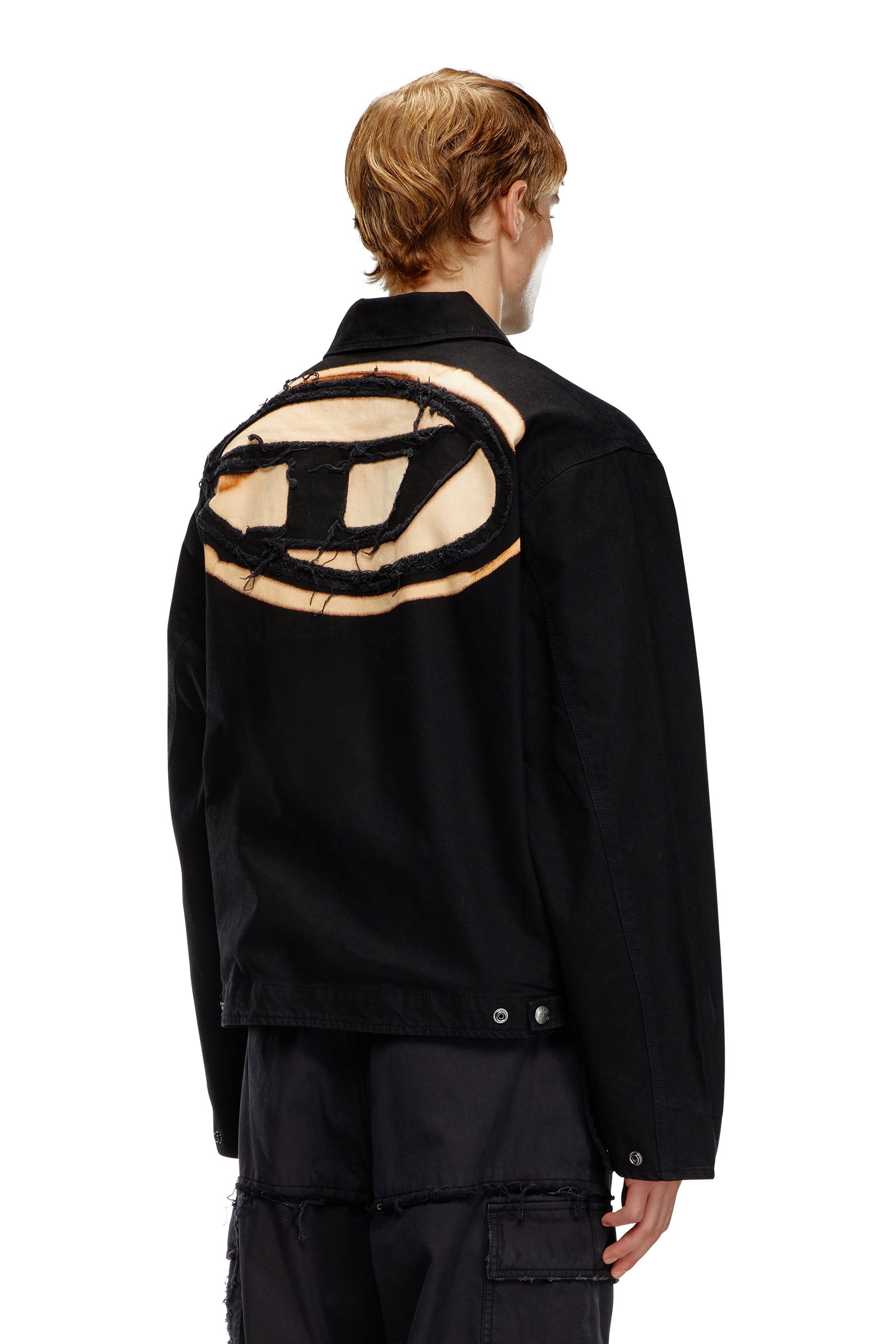 Diesel - J-TAYLOR-BLEACH, Man's Denim blouson jacket with bleached logo in Black - 4