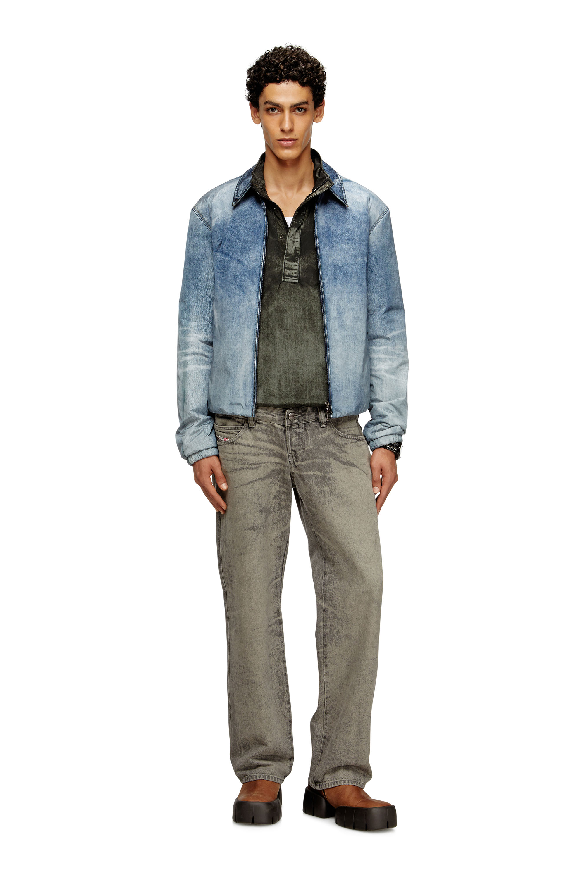 Diesel - J-ACT, Man's Jacket in denim-effect nylon in Light Blue - 1