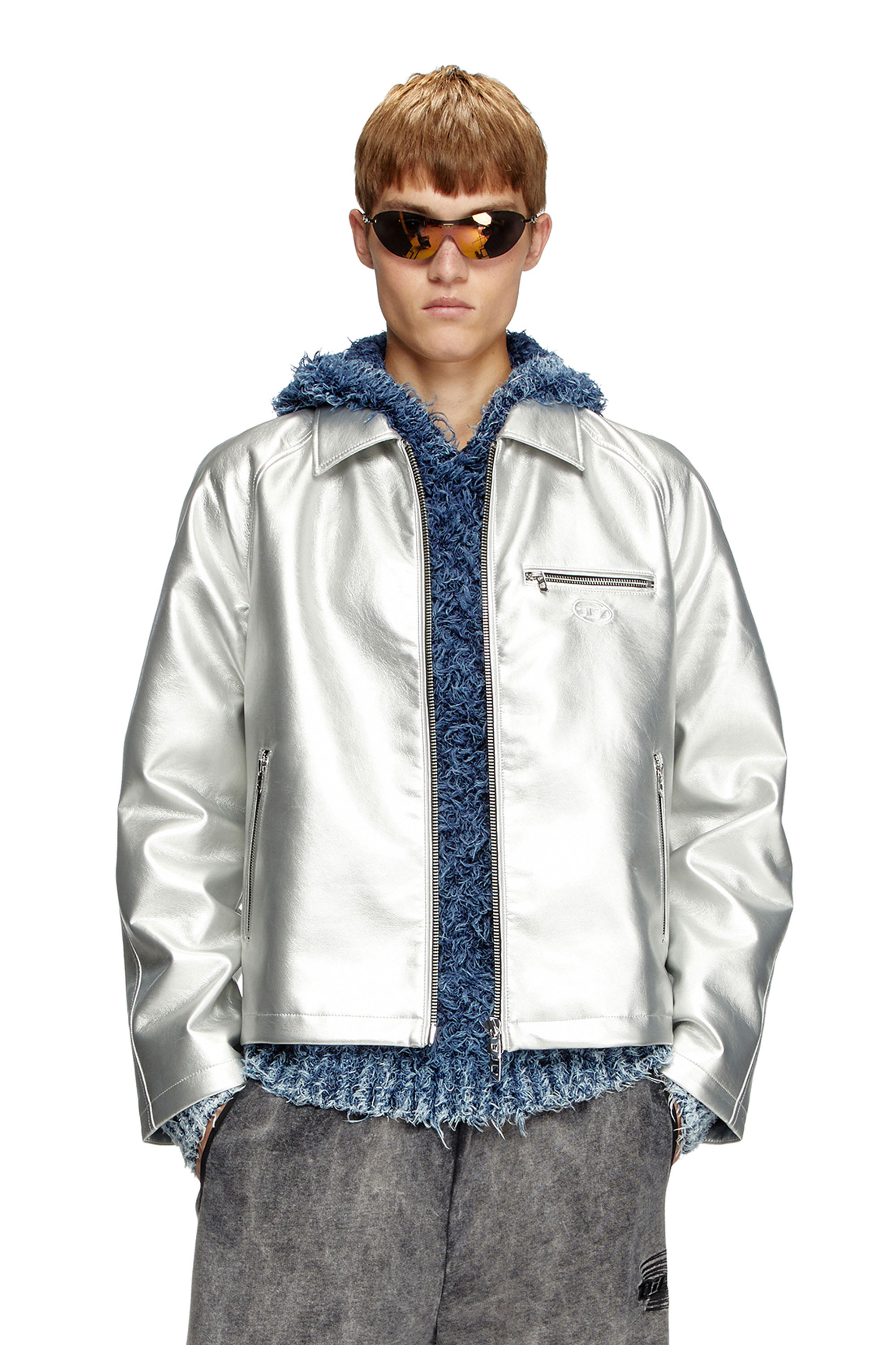 Diesel - J-THOME, Unisex's Metallic coach jacket in Silver - 2