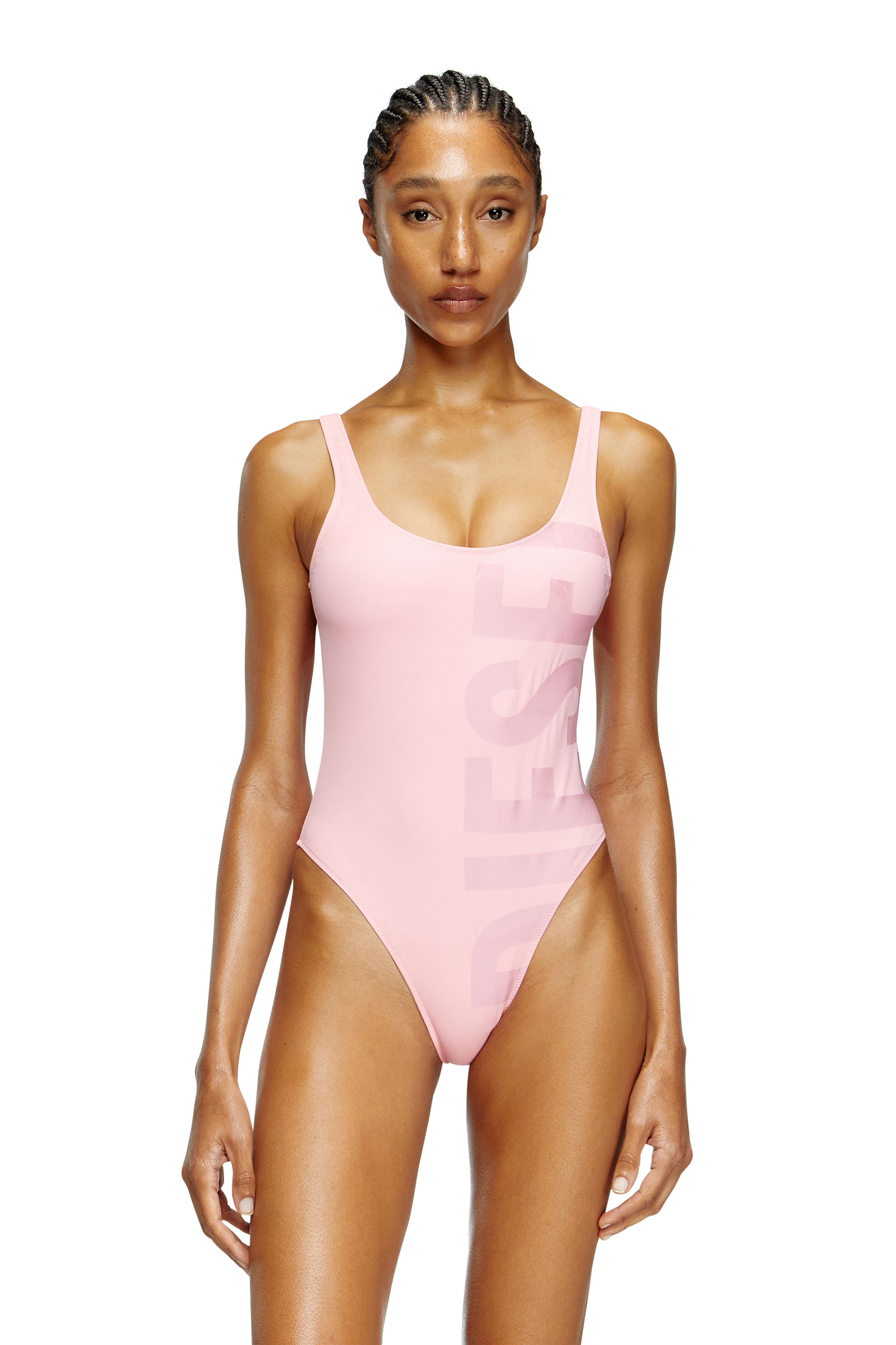Diesel - BFSW-KYLIA, Woman's Swimsuit with maxi Diesel print in Pink - 1