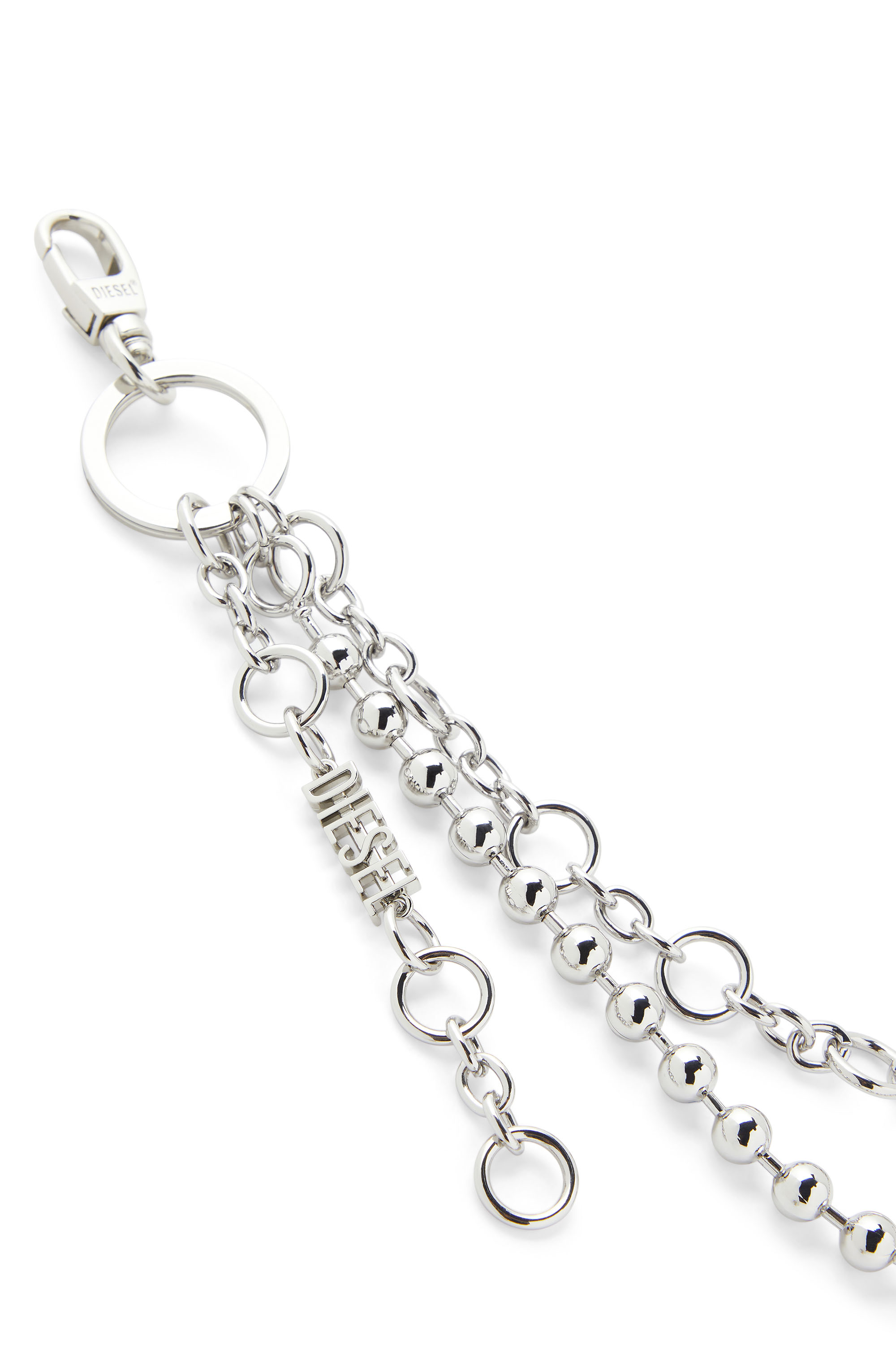 Diesel - CHAIN-D M, Woman's Layered chain charm with heart and Diesel pendant in Silver - 3
