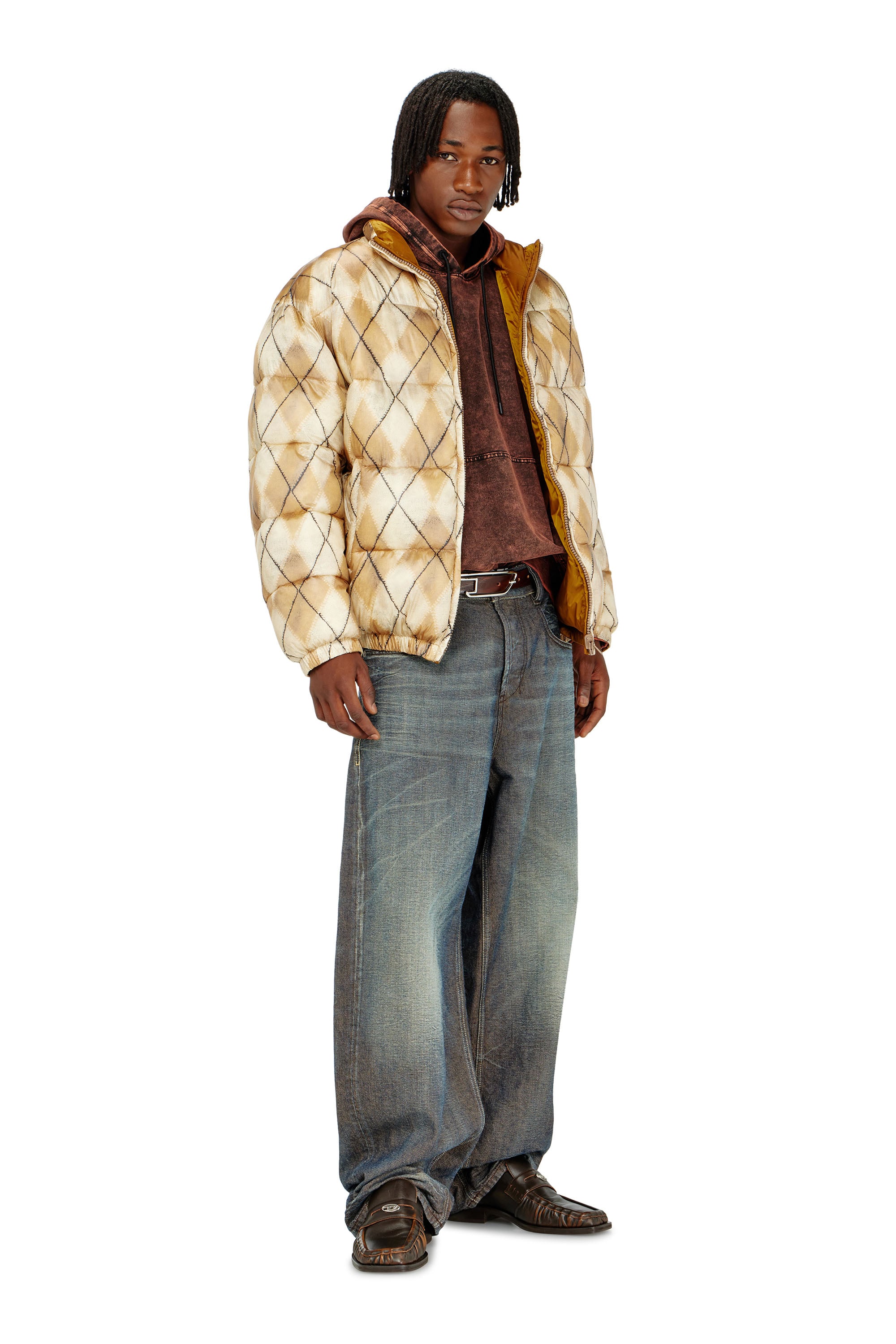 Diesel - S-BOXT-HOOD-TUK, Man's Treated denim-effect hoodie in Brown - 2