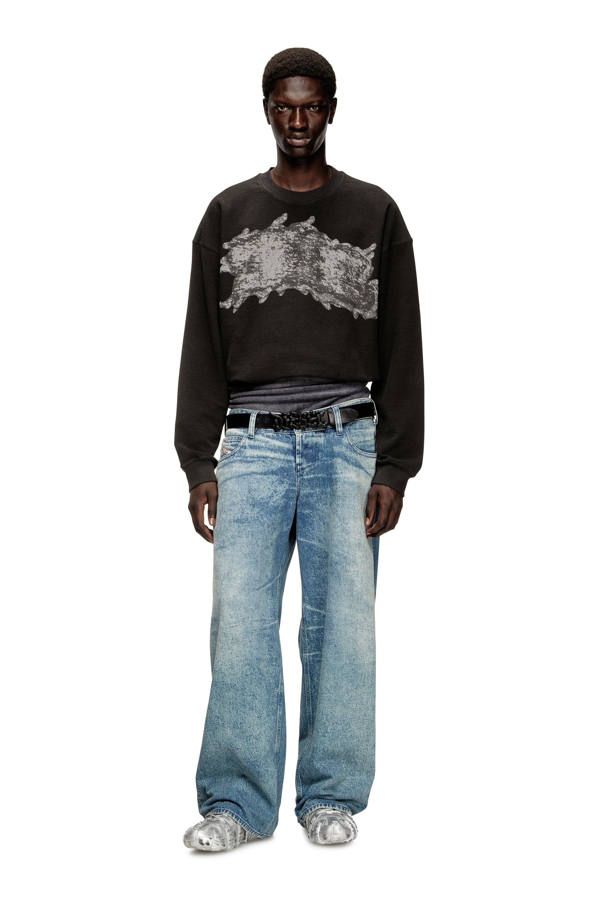 Diesel - S-VALENTIN-JMBV, Man's Sweatshirt with graffiti print in Dark grey - 1