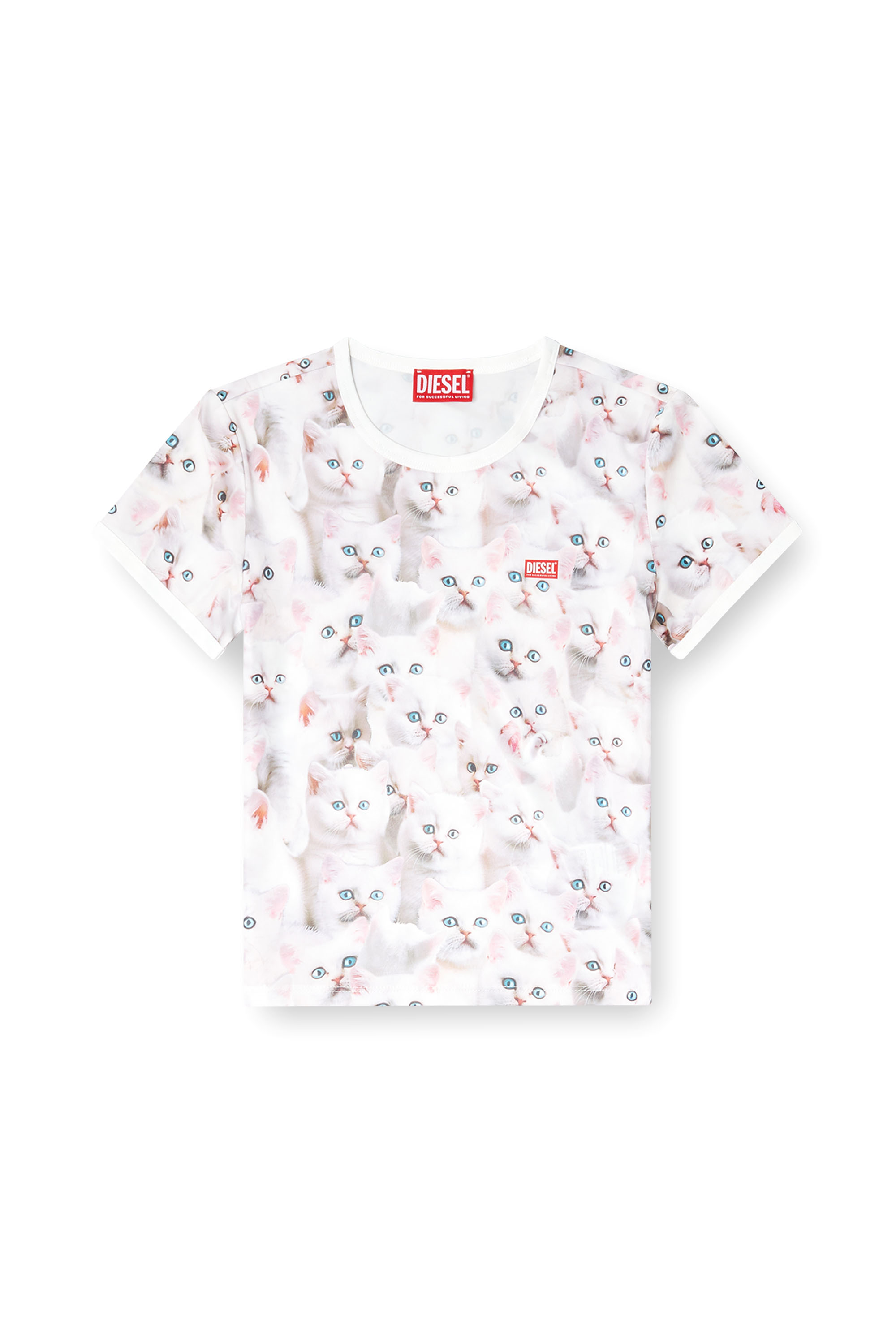 Diesel - T-UNCLAU, Woman's Jersey top with all-over print in White - 2