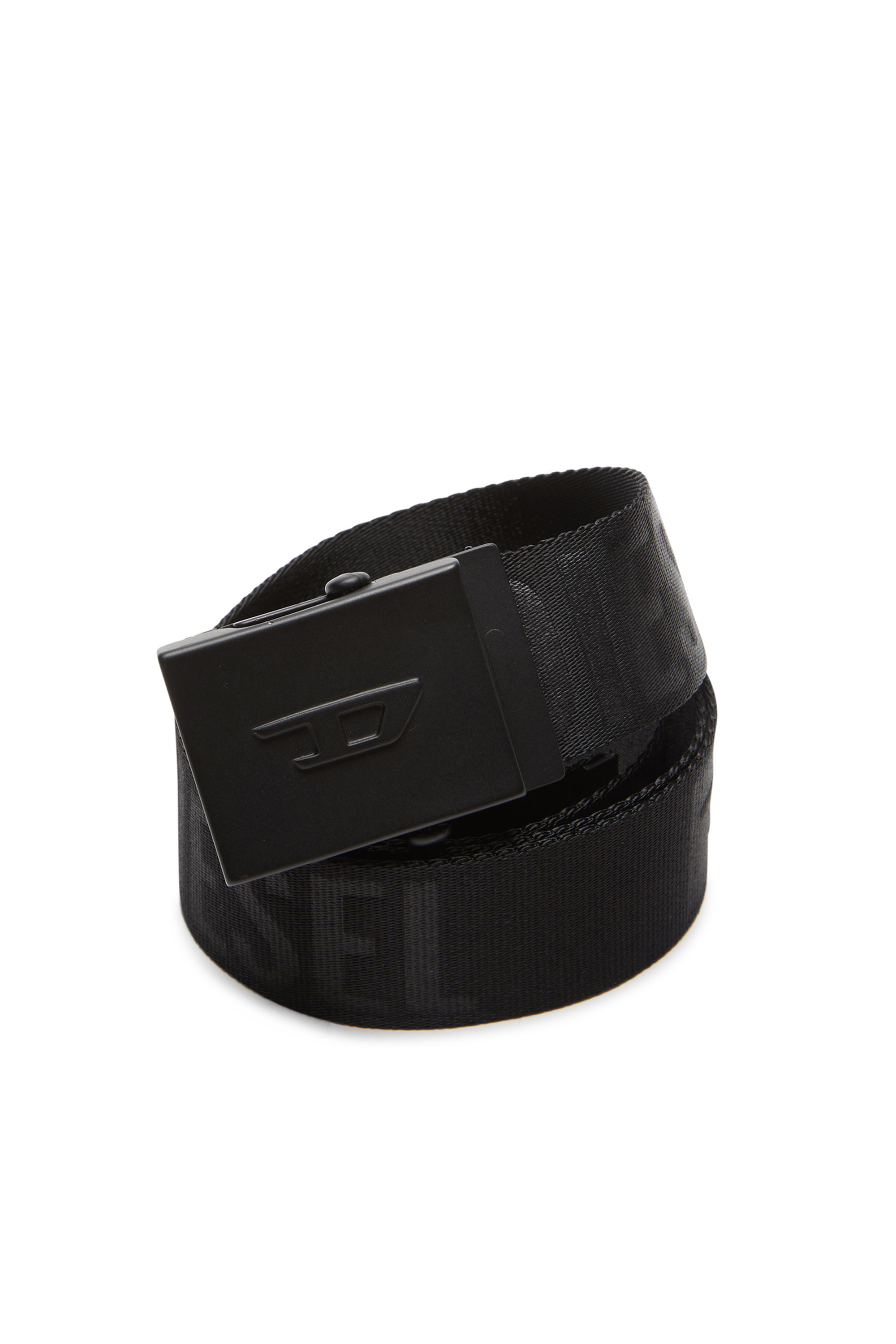 Diesel - B-DIESEL IND-TAPE, Man Logo-debossed tape belt in Black - Image 3
