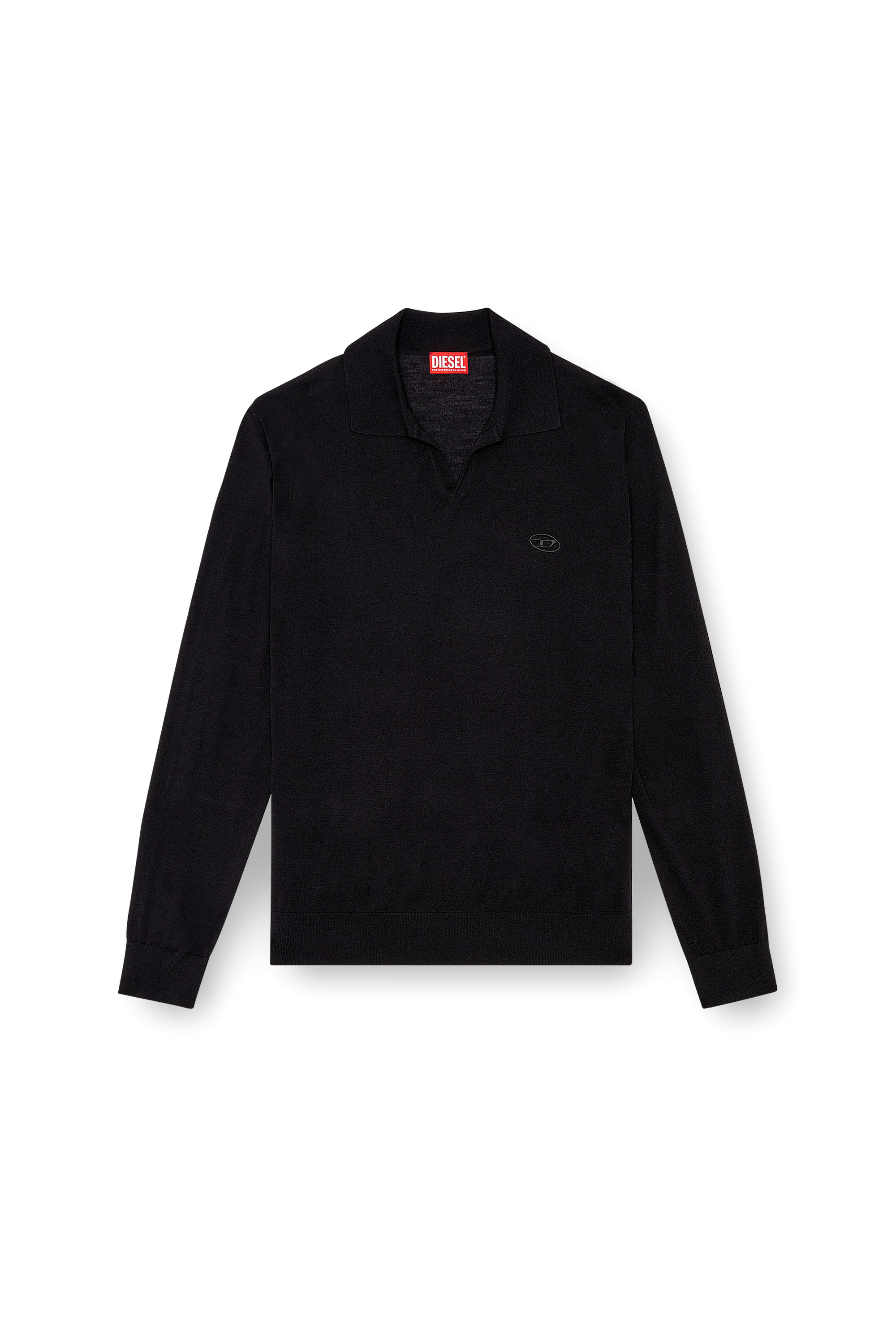 Diesel - K-GLARE, Man's Wool jumper with polo collar in Black - 2