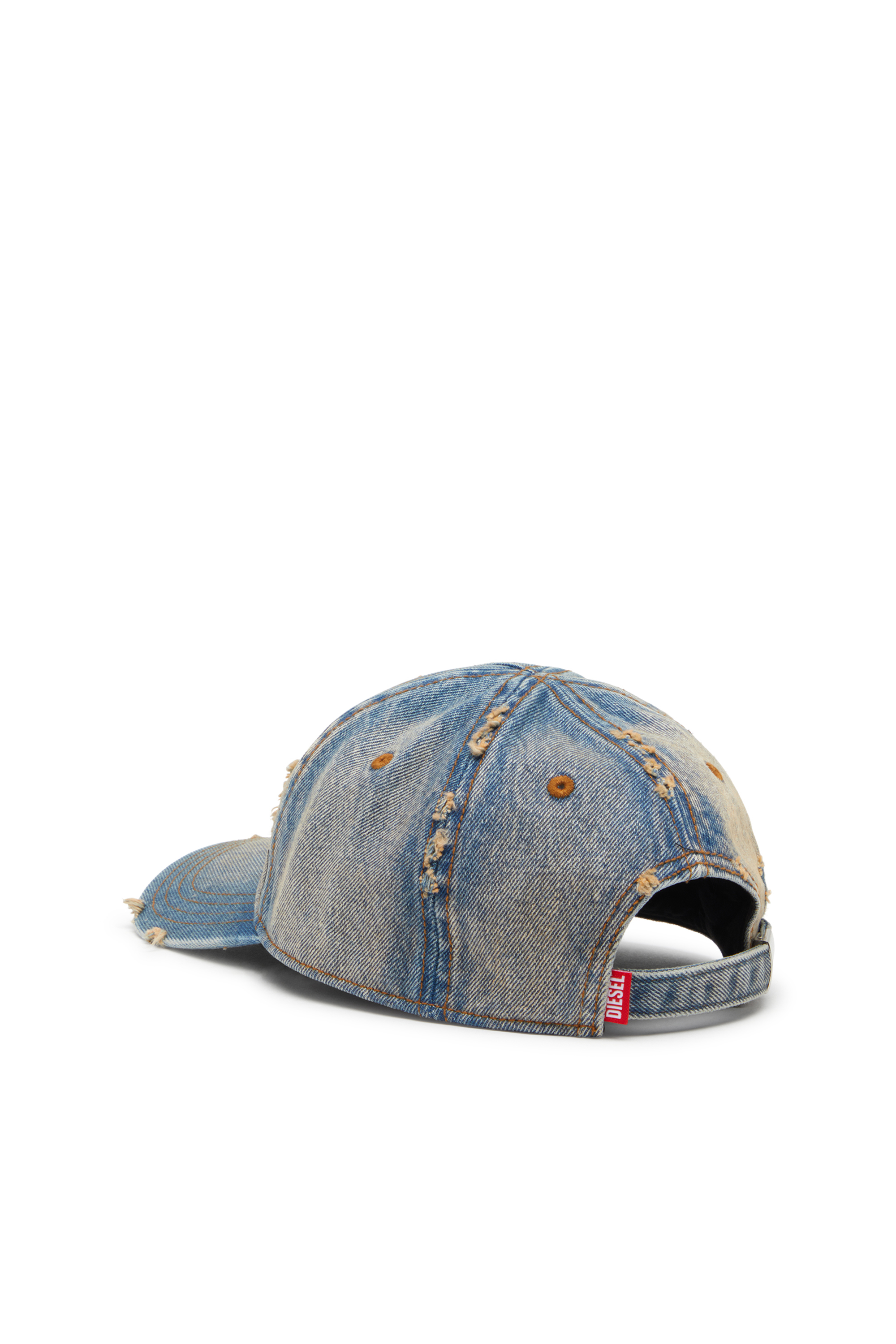Diesel - C-ENIC, Man's Denim cap with frayed details and embroidered logo in Blue Jeans - 2