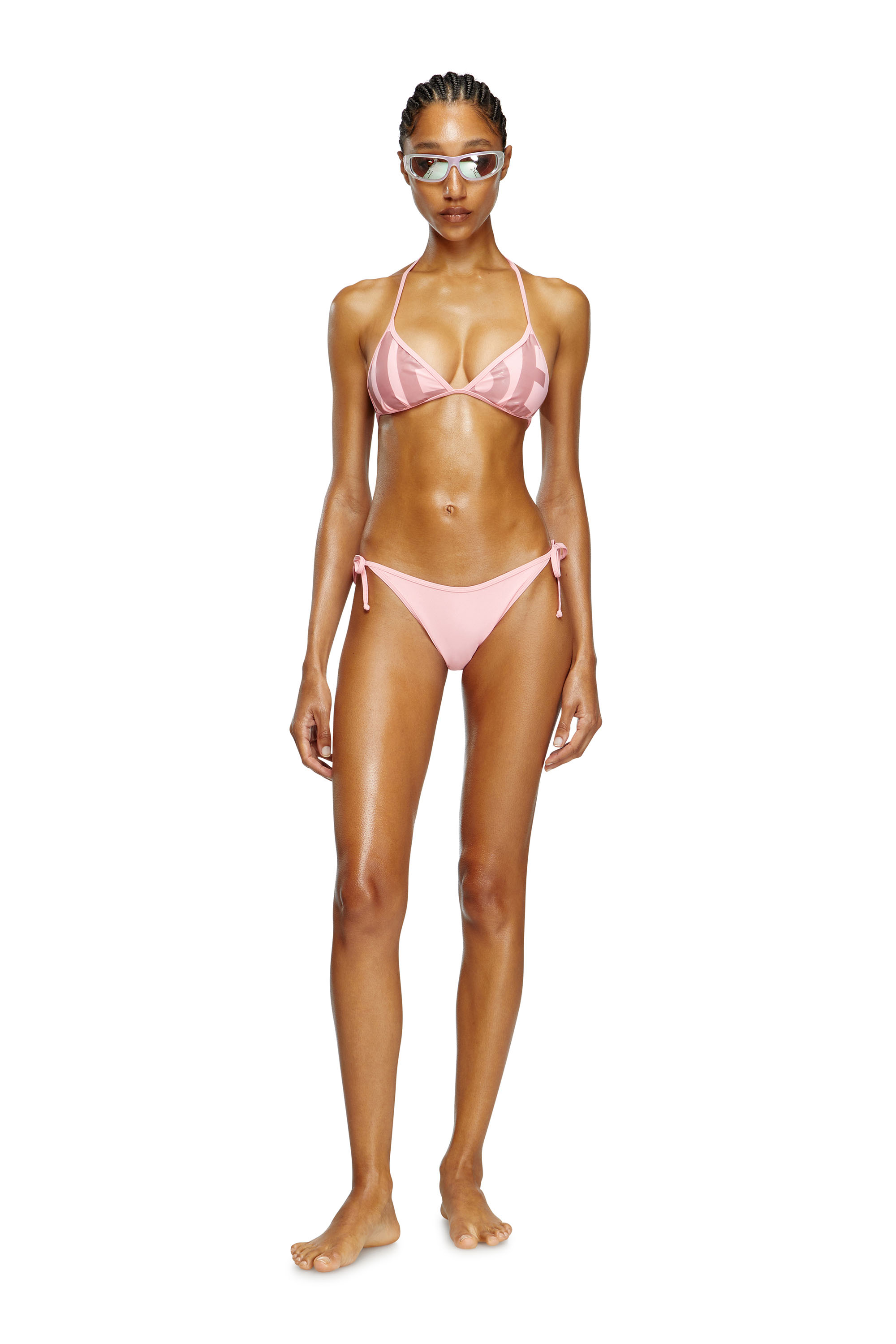 Diesel - BFB-SEES-A, Woman's Bikini top with cut-off Diesel logo in Pink - 2