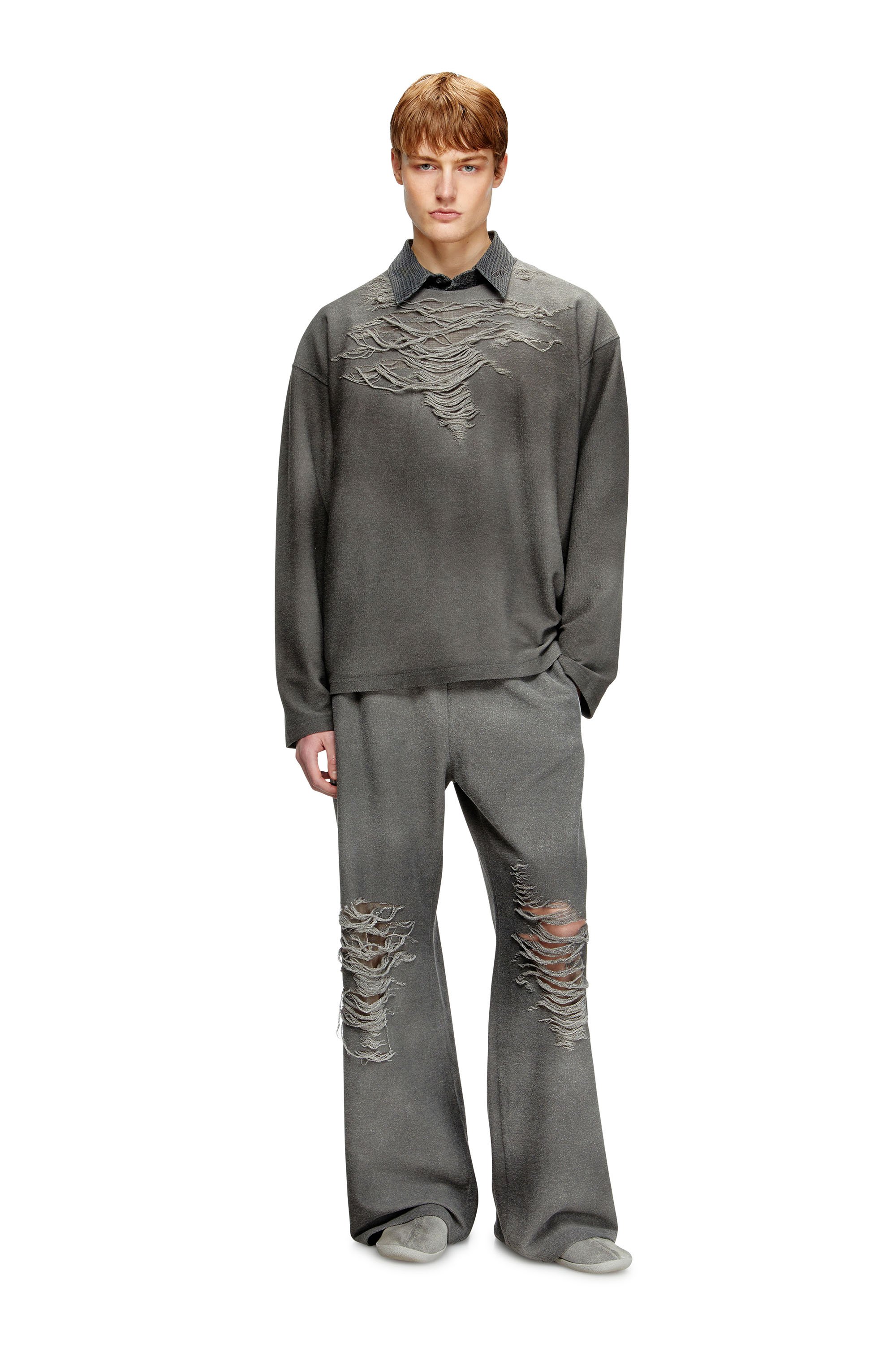 Diesel - P-PERCY, Man's Track pants with distressed front in Grey - 2