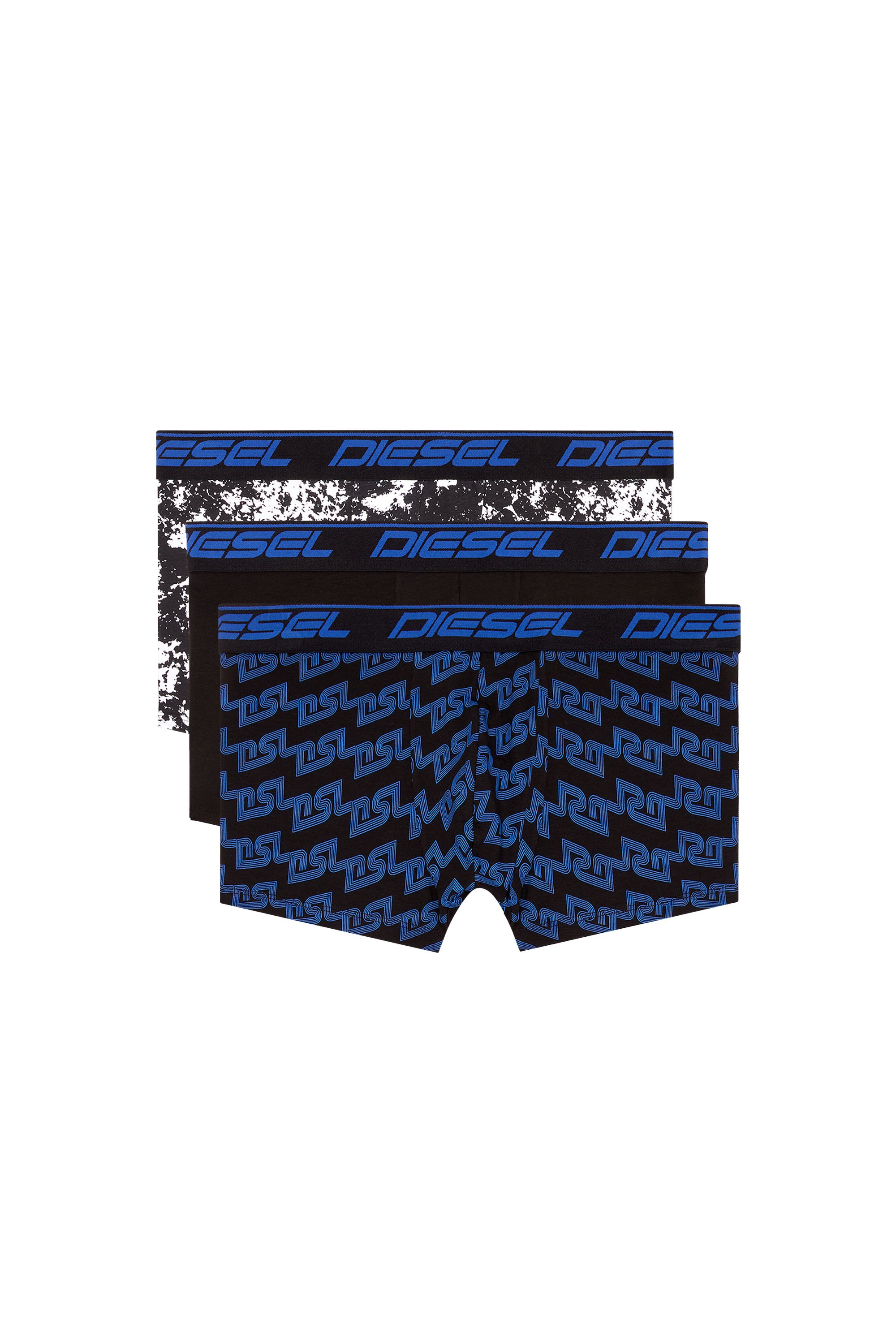 Diesel - UMBX-DAMIENTHREEPACK, Man's Three-pack cloudy-print boxer briefs in Black/Blue - 1