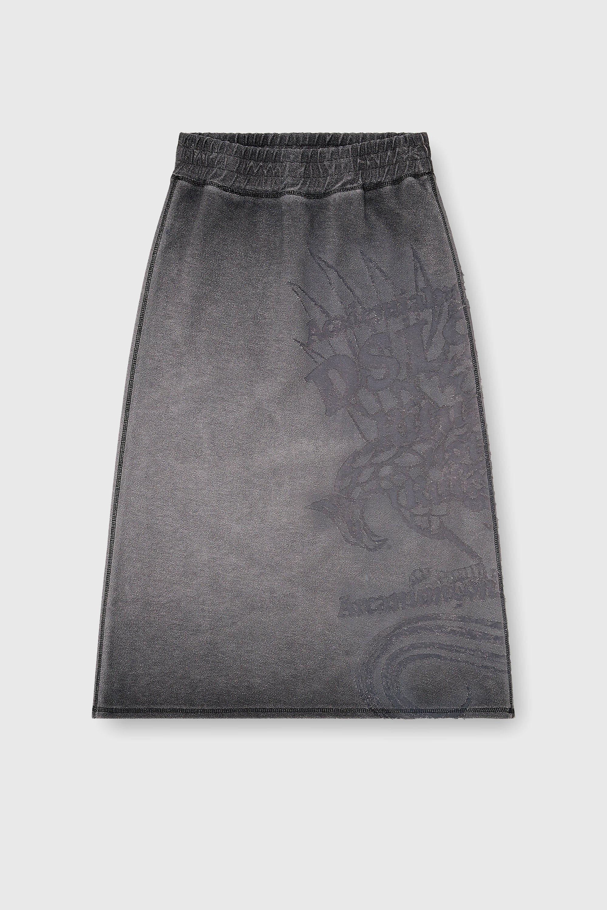 Diesel - O-BEAUTY, Woman's Fleece midi skirt with d&eacute;vor&eacute; print in Dark grey - 2