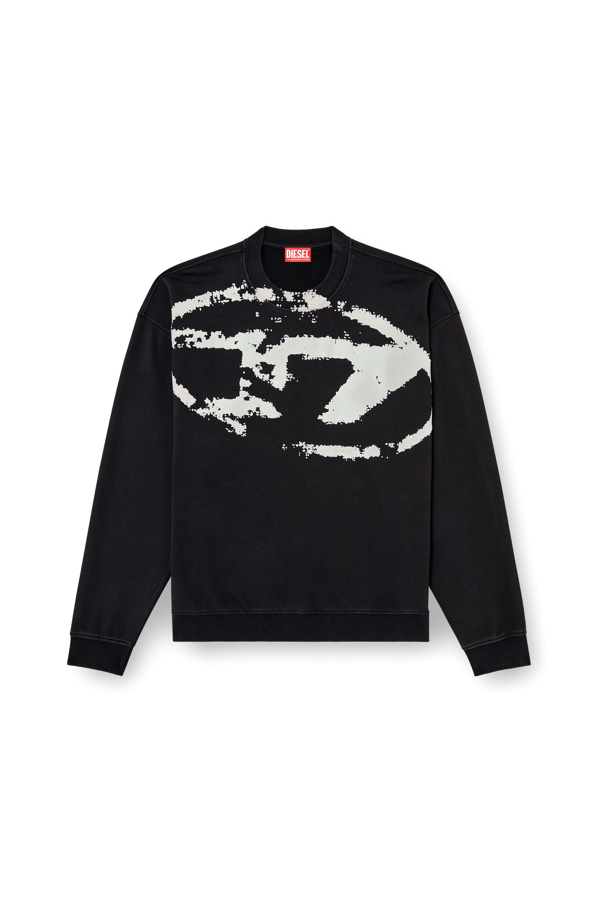 Diesel - S-BOXT-N5, Man's Sweatshirt with distressed flocked logo in Black - 3