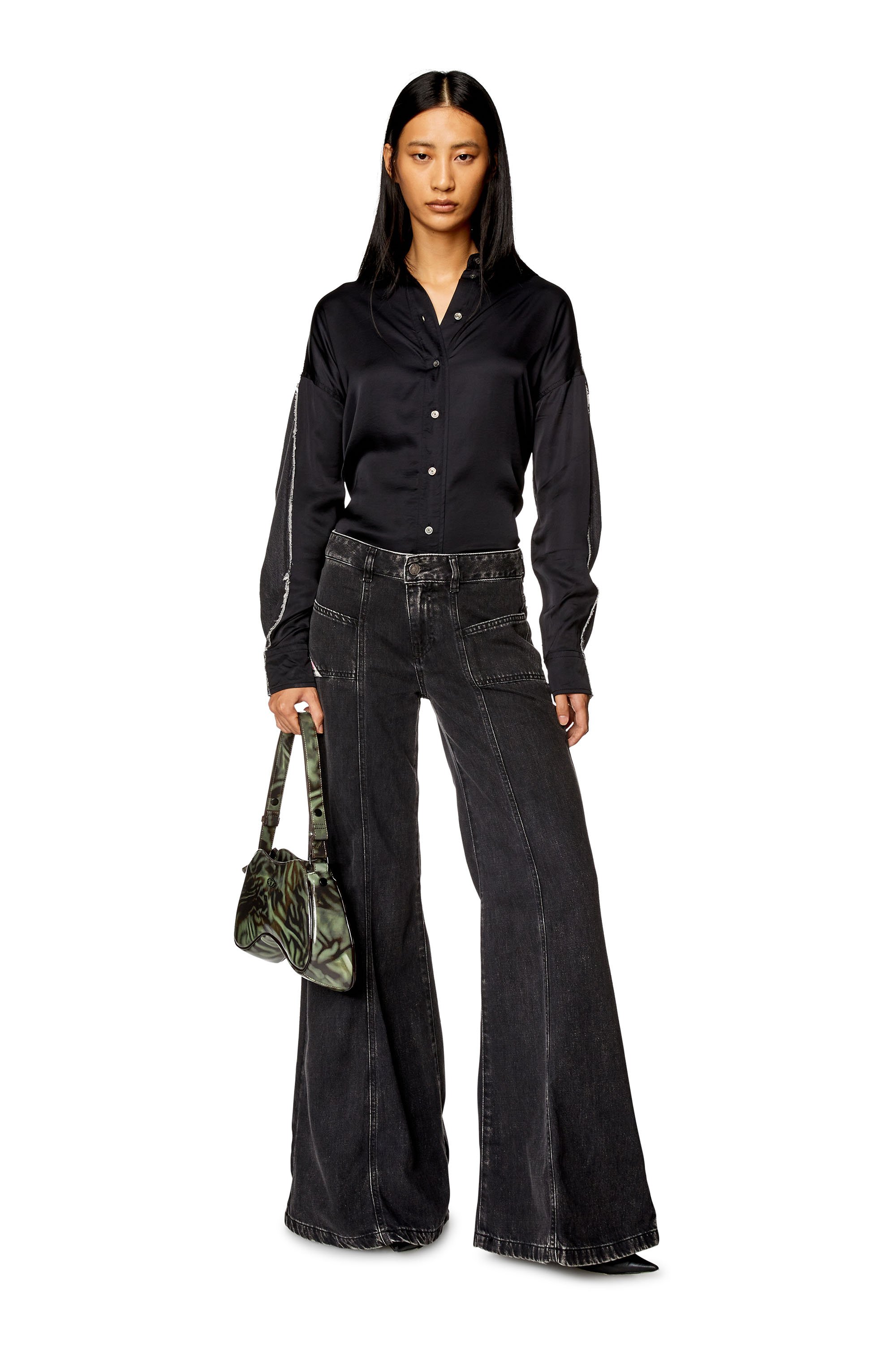 Diesel - Woman Bootcut and Flare Jeans D-Akii 068HN, Black/Dark grey - Image 2