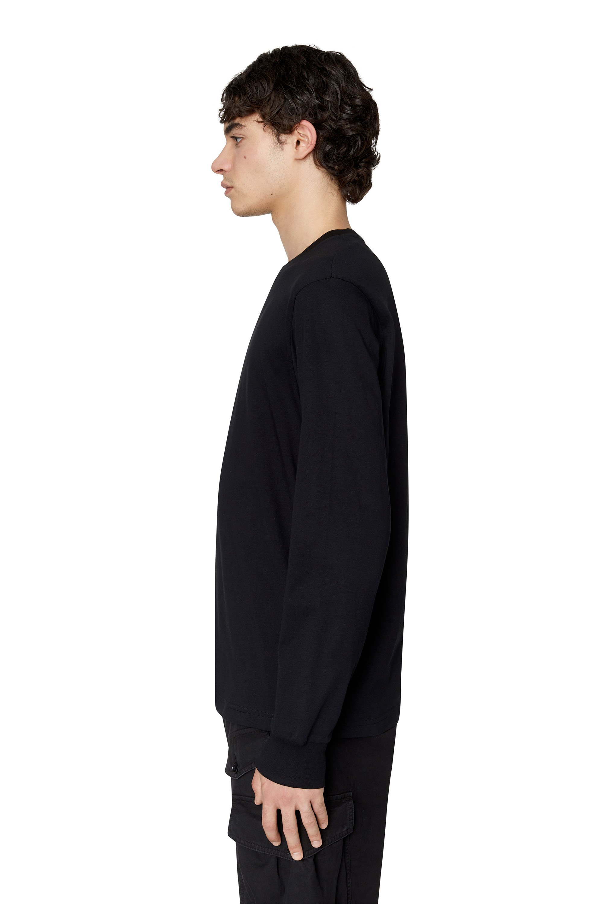 Diesel - T-JUST-LS-D, Man Long-sleeve T-shirt with D patch in Black - Image 6