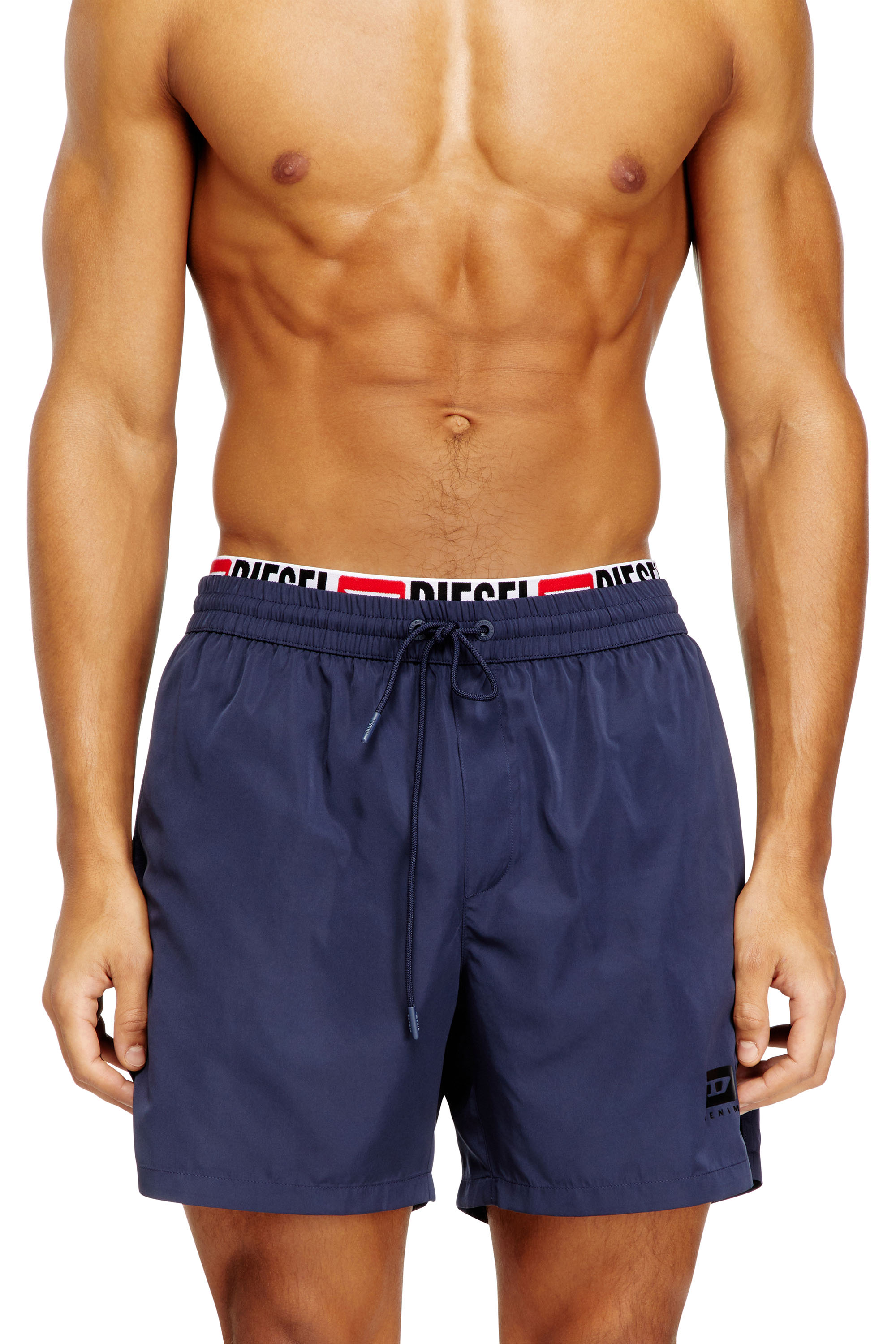 Diesel - VISPER-41-D-CORE, Man's Mid-length swim shorts with logo print in Dark Blue - 2