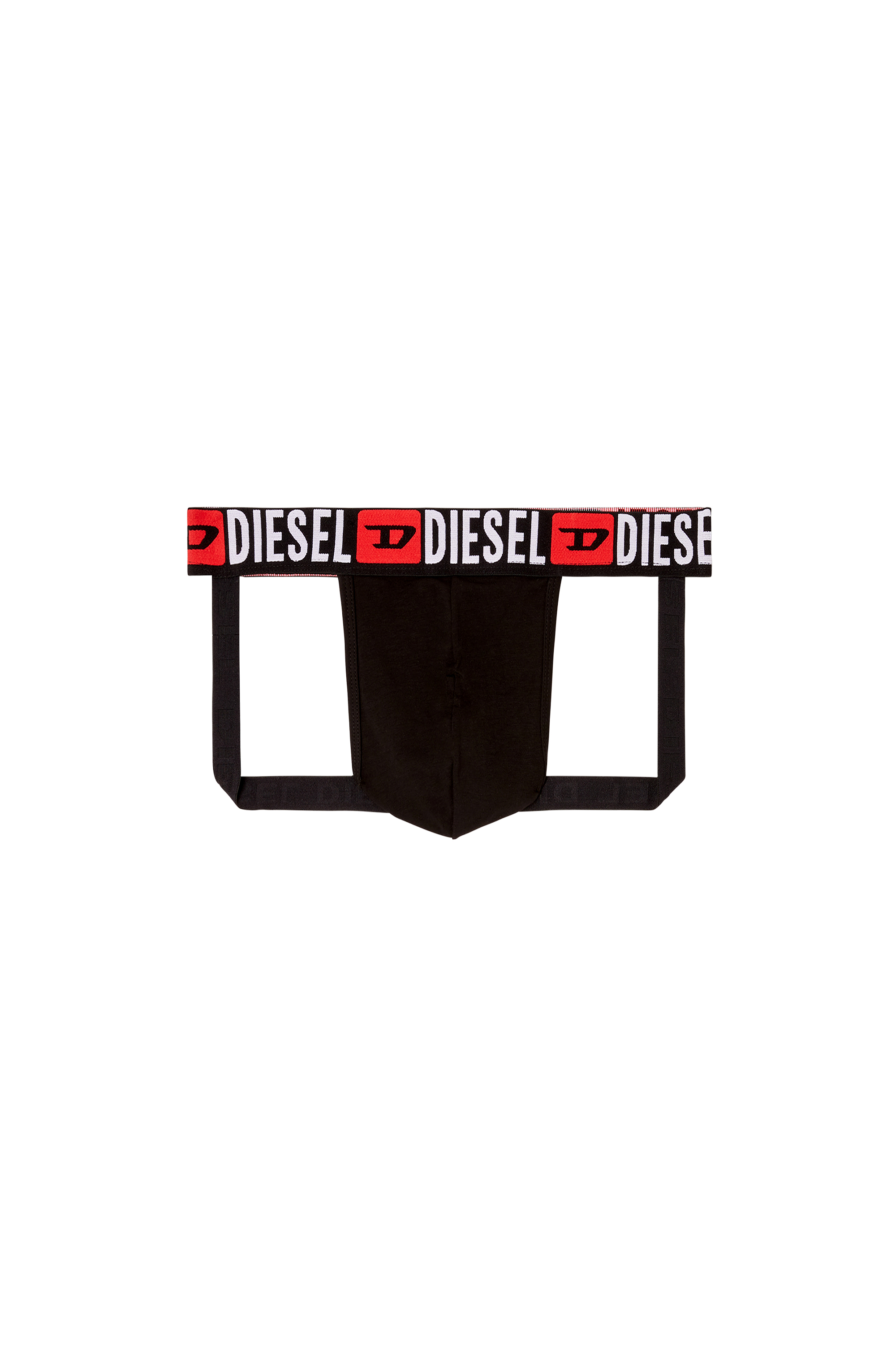 Diesel - JOCKY-D-CORE, Man's Jockstrap with all-over logo waist in Black - 2