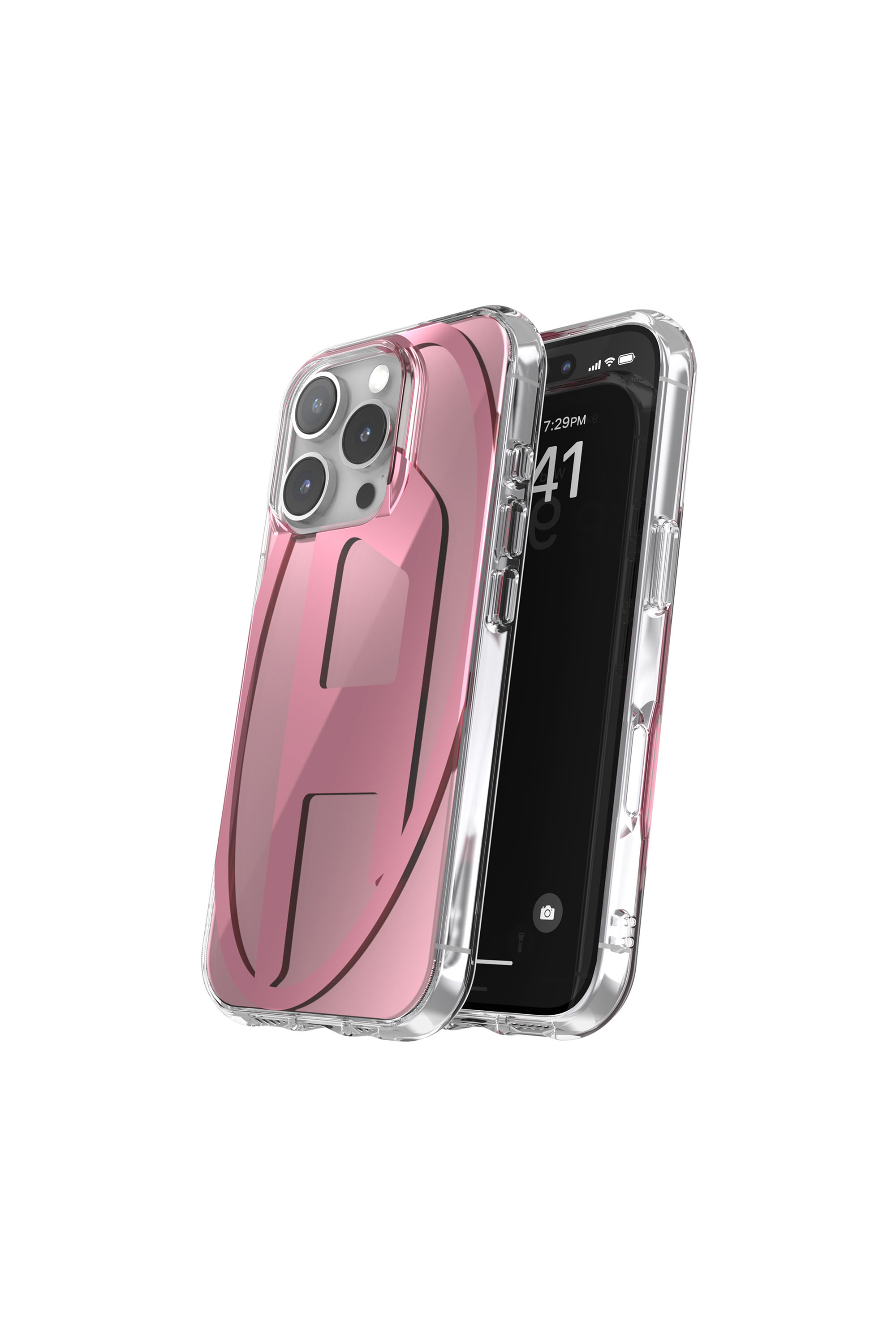 Diesel - 60164 AOP CASE, Unisex's Oval D Mirror Case for iP 16 Pro in Pink - 2