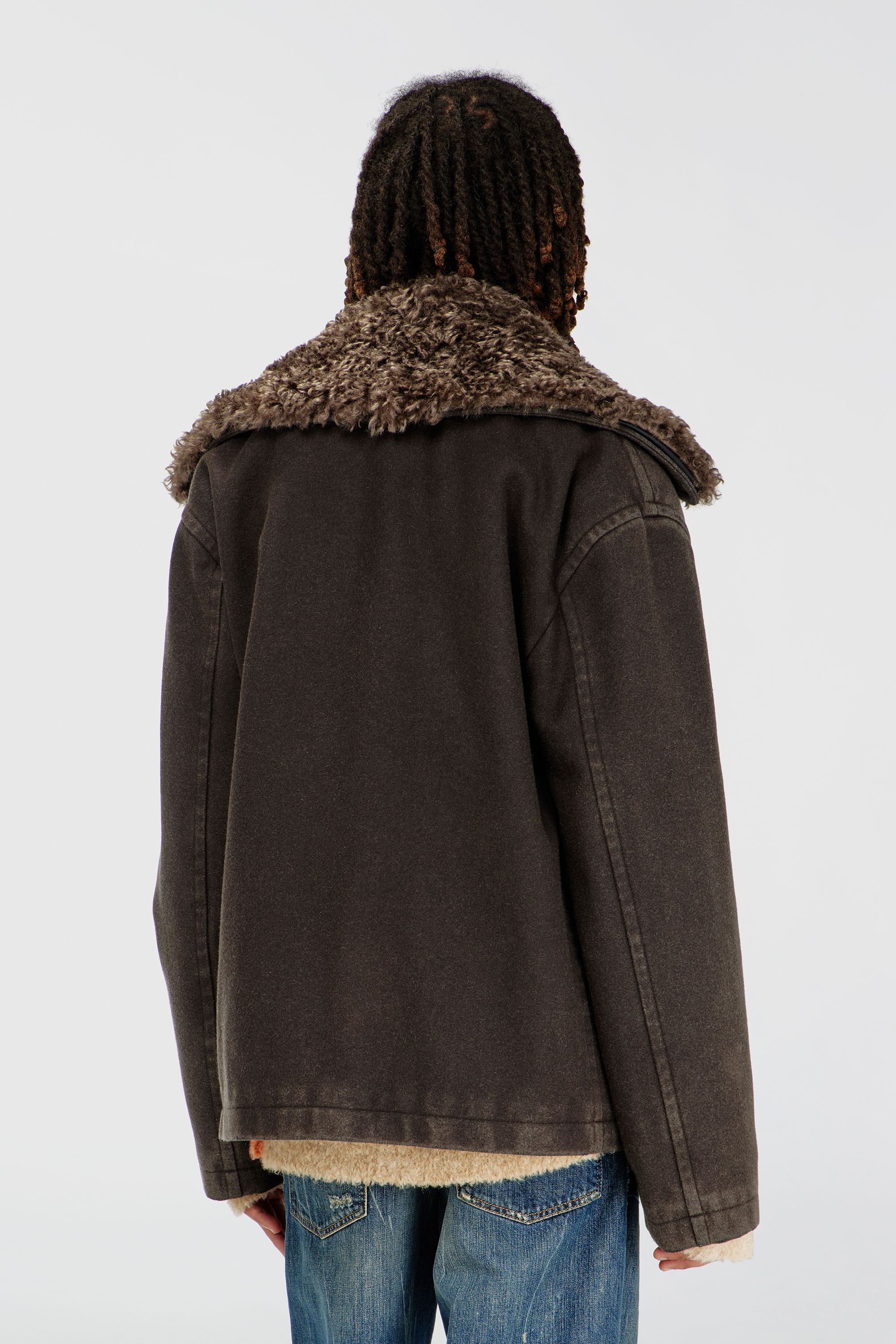 Diesel - W-JAKE-QMCH, Man's Wool-blend peacoat with detachable collar in Brown - 4