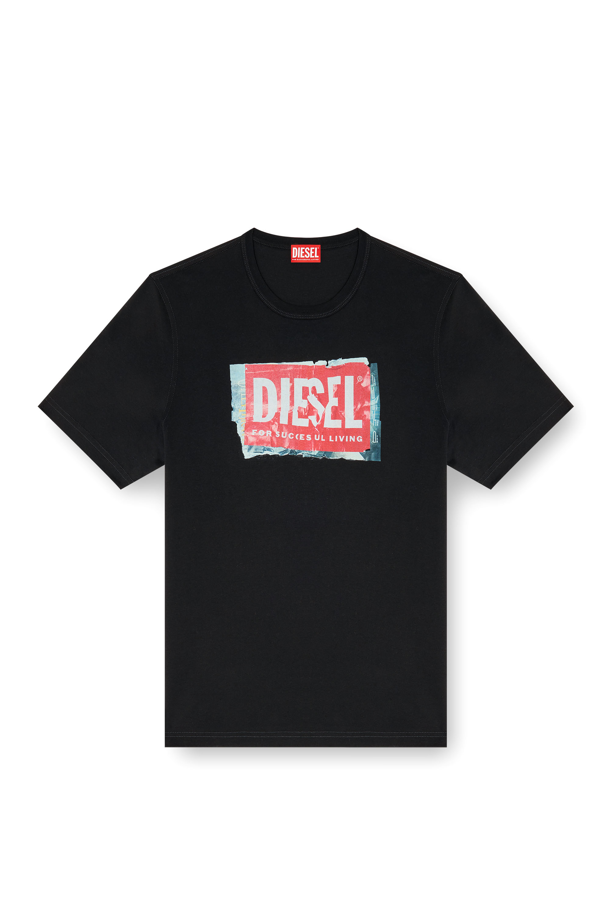 Diesel - T-ADJUST-Q6, Man's T-shirt with crumpled-effect logo in Black - 3