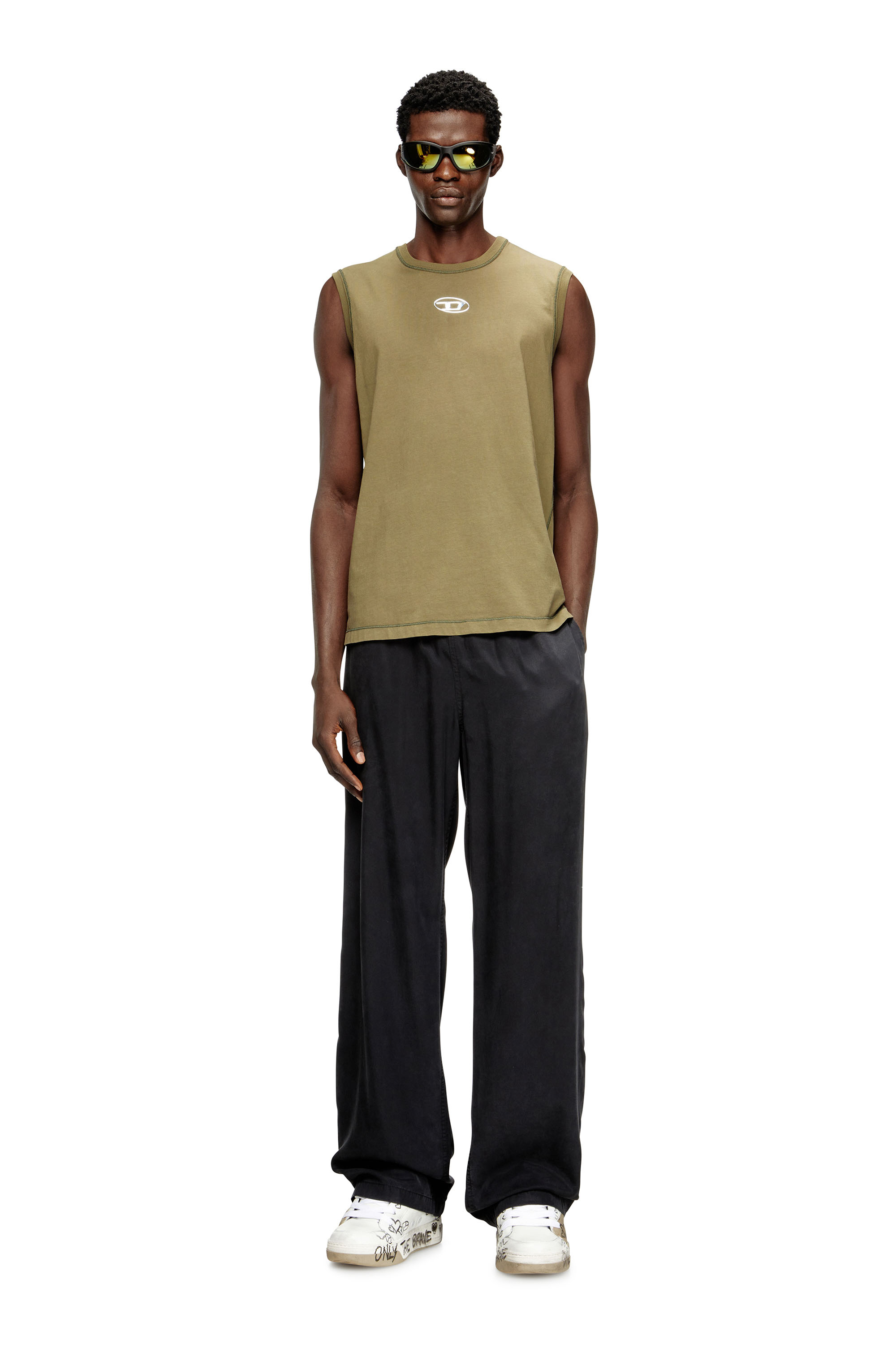 Diesel - T-BISCO-IOD, Man's Sleeveless cotton top with metallic Oval D in null - 2