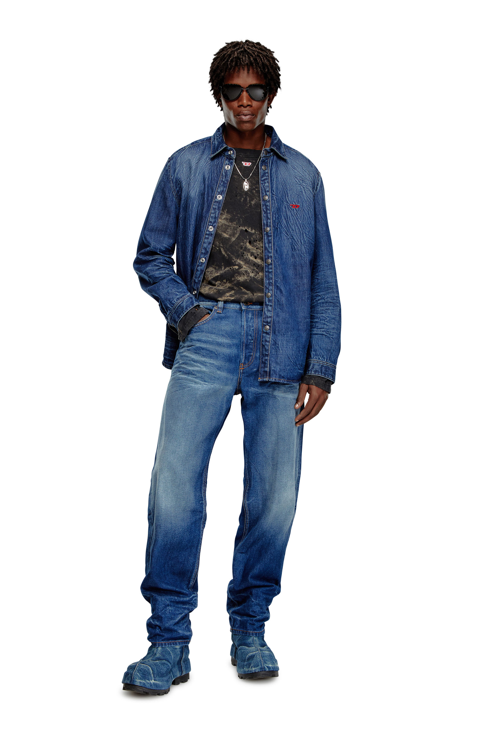 Diesel - Man Straight Jeans 2010 D-Macs 09I46, Medium blue - Image 2