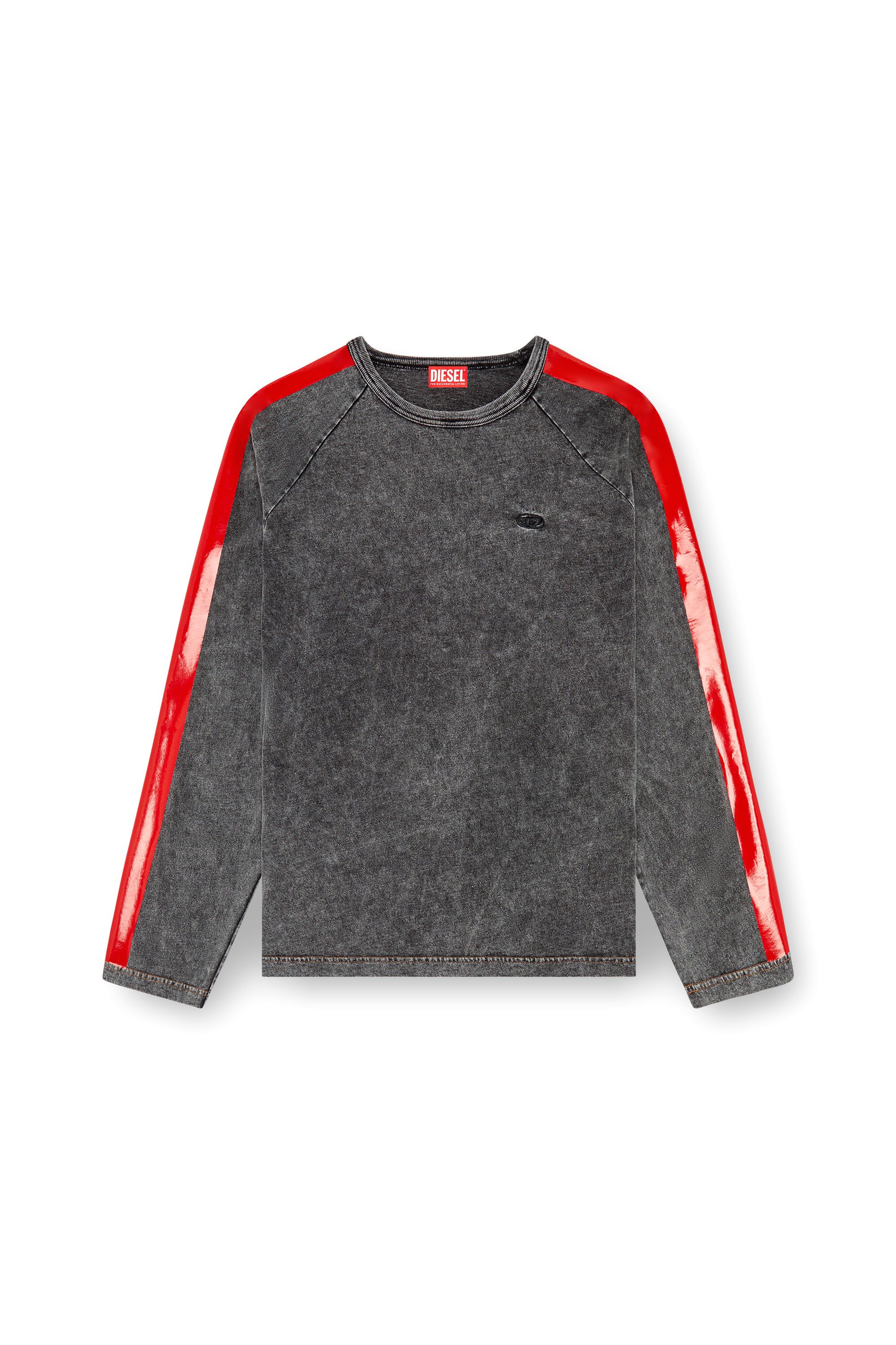 Diesel - T-REDROXT, Man Long-sleeve T-shirt with glossy bands in Black - Image 3