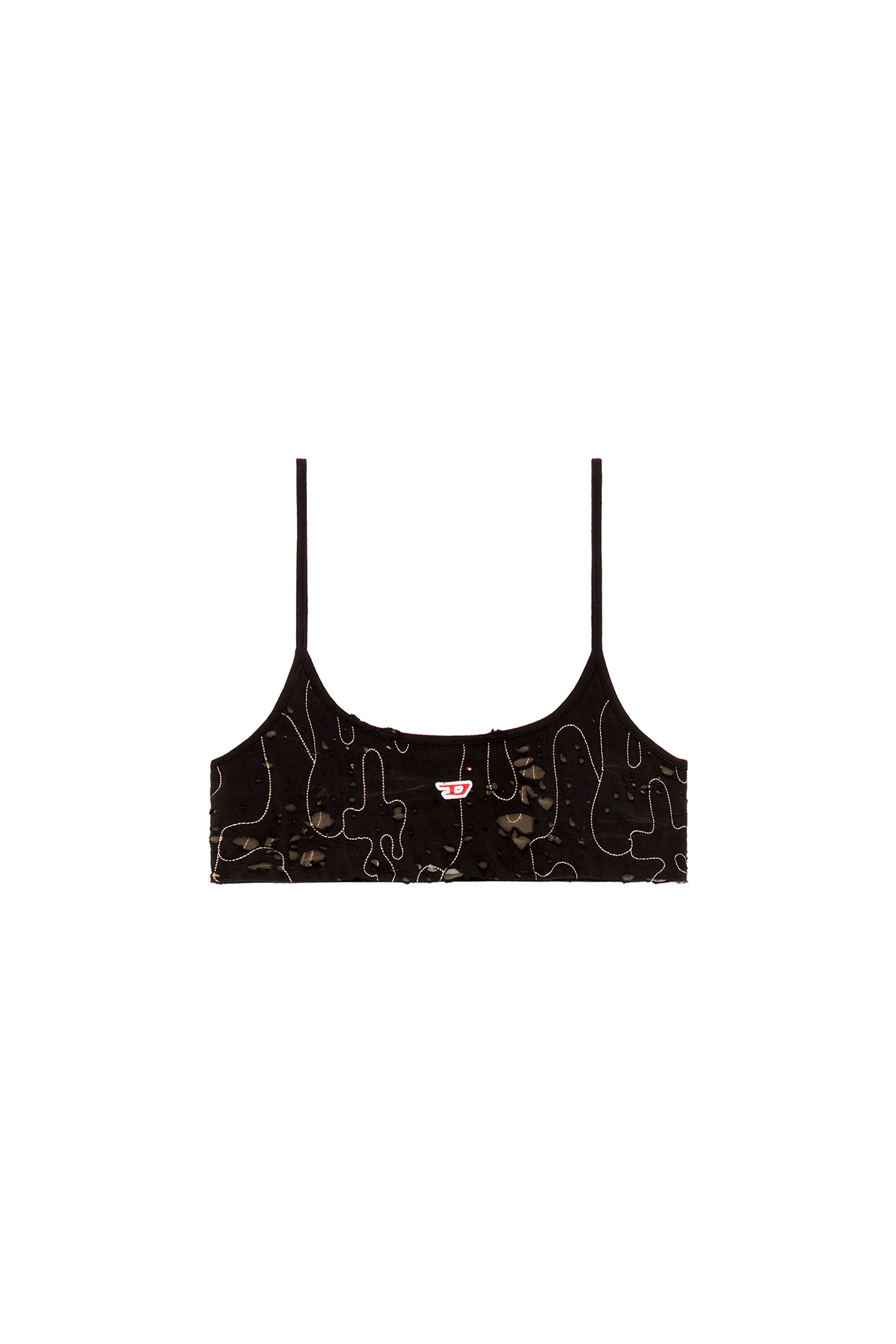 Diesel - T-BRA-DEV, Woman Tulle bra top with destroyed jersey in Black - Image 6