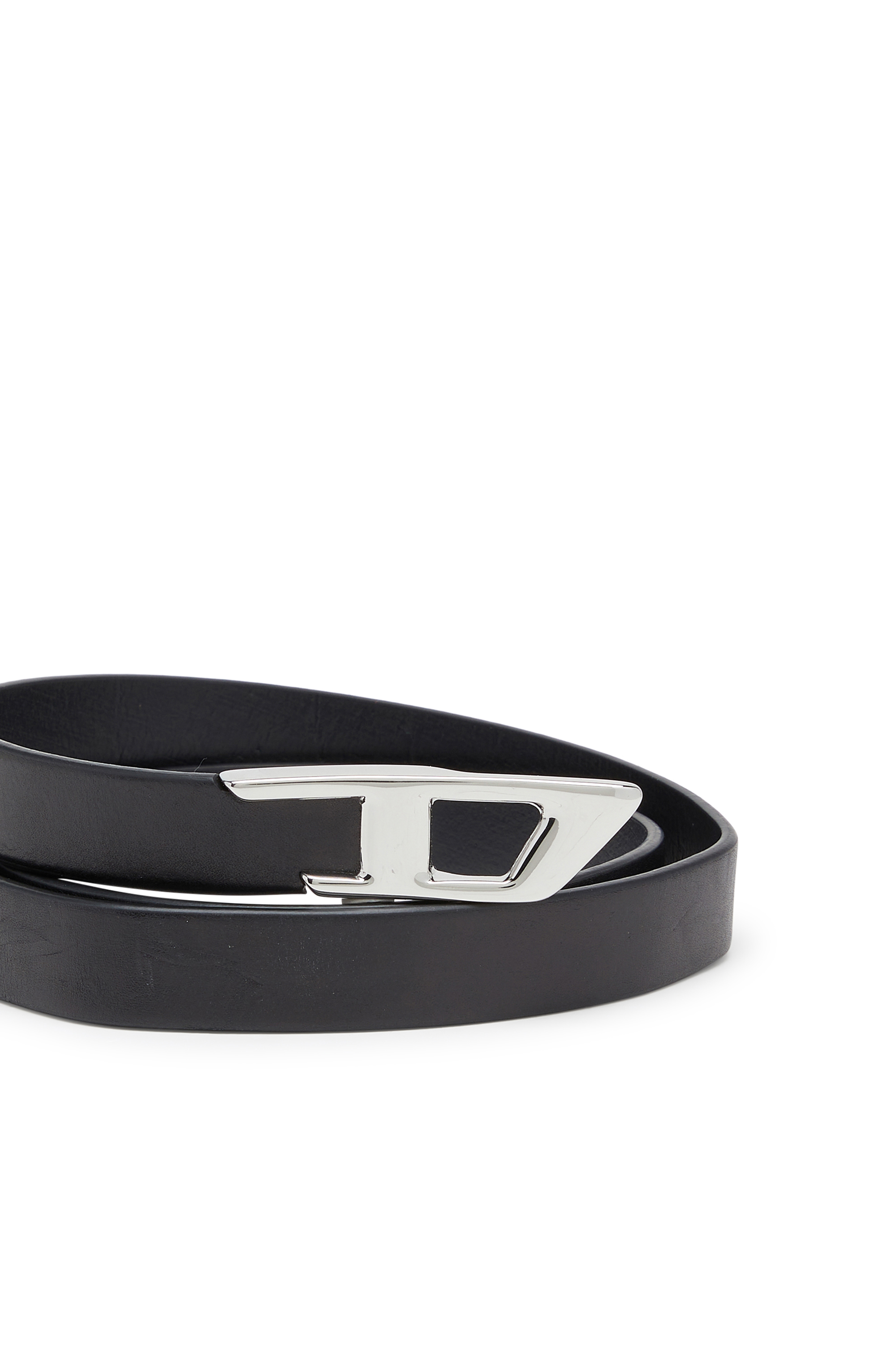 Diesel - B-D LOGO 2.0 20, Woman's 2 cm leather belt with 3D logo buckle in Black - 6