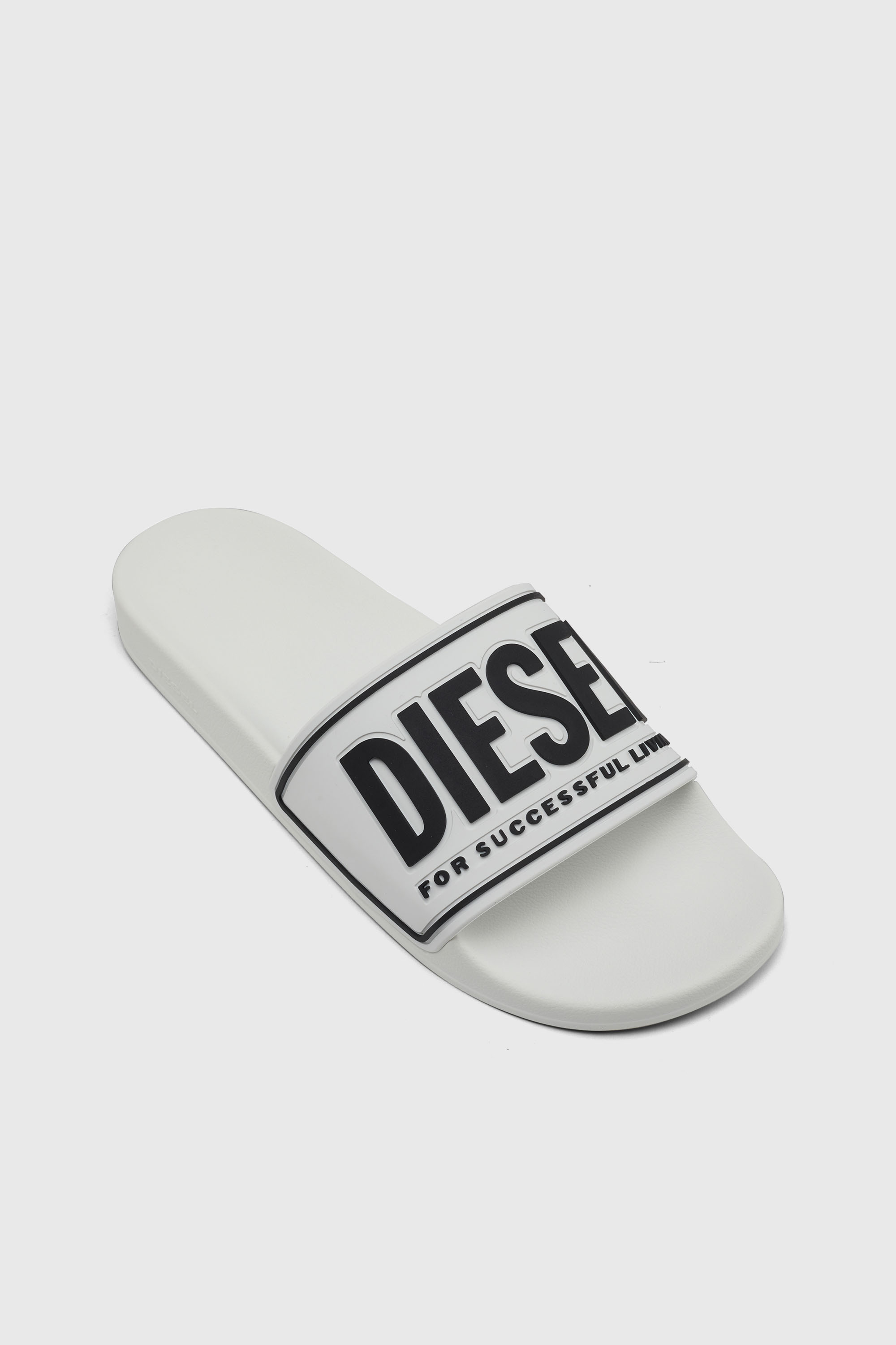 Diesel - SA-MAYEMI CC, Man's Sa-Mayemi-Pool slides with 3D logo in White/Black - 6