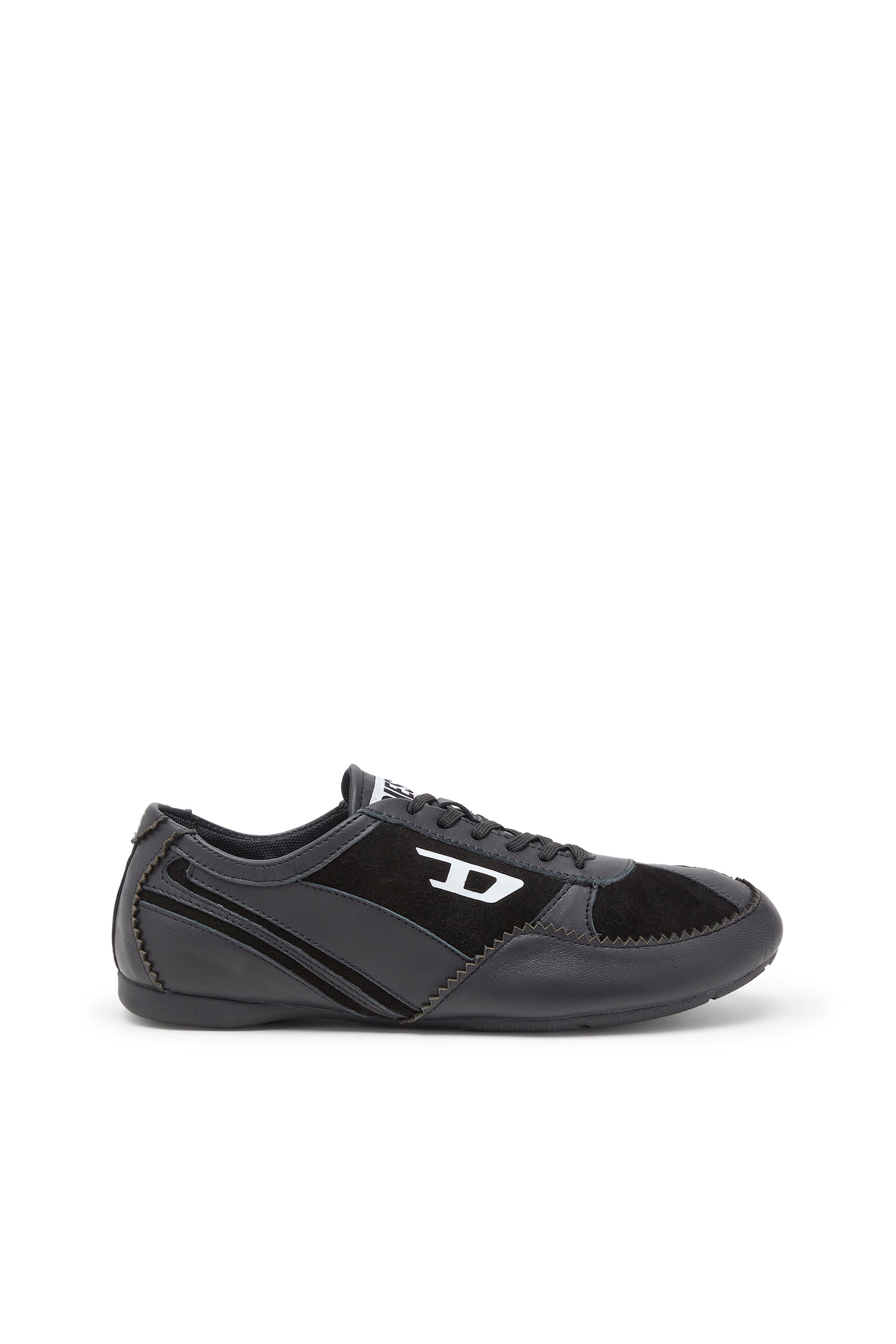 Diesel - D-MILE LOW W, Woman's D-Mile-Flat sneakers in leather and suede in Black - 1
