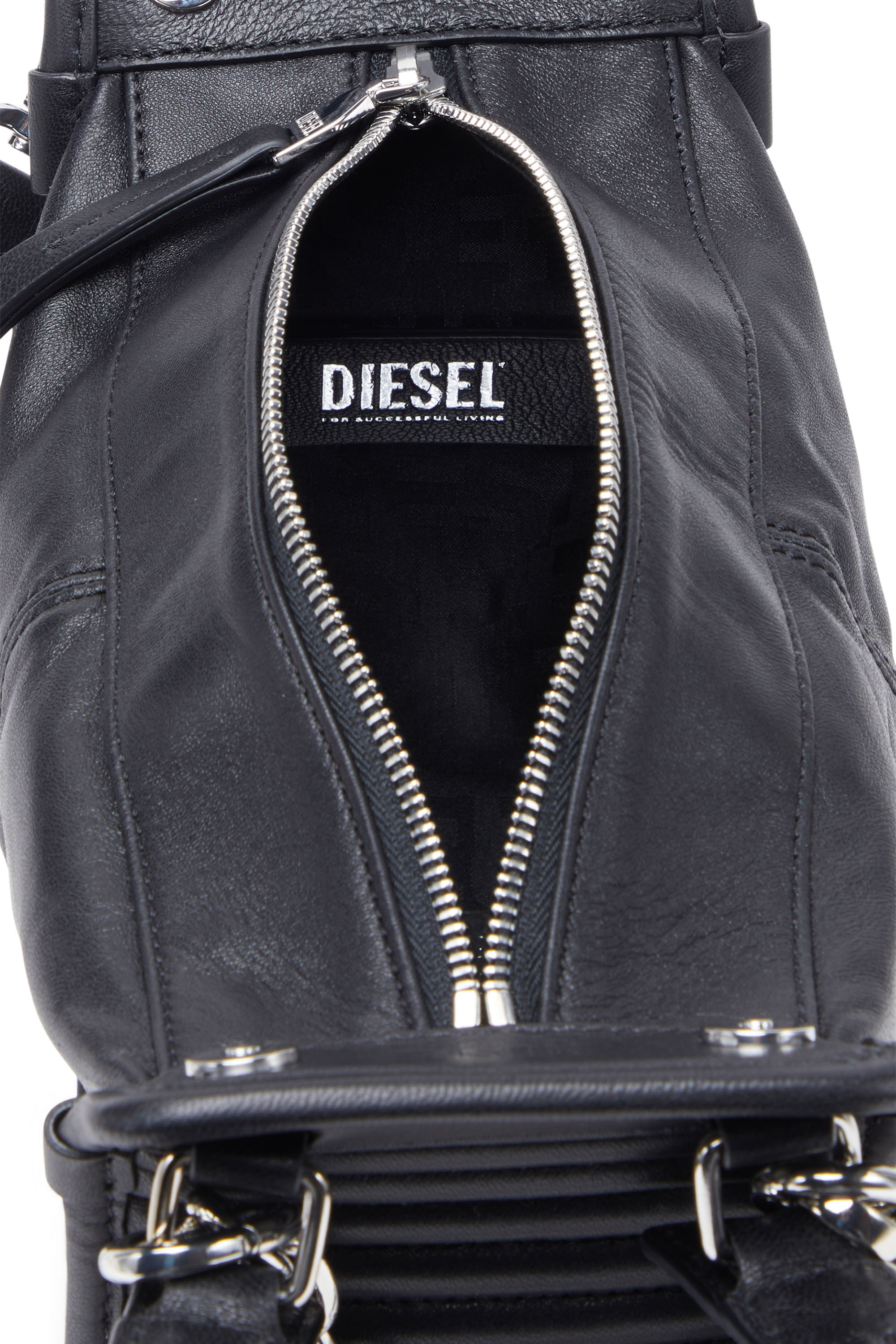 Diesel - D-VINA-RR XS, Woman's D-Vina-RR XS - Handbag in leather in Black - 3