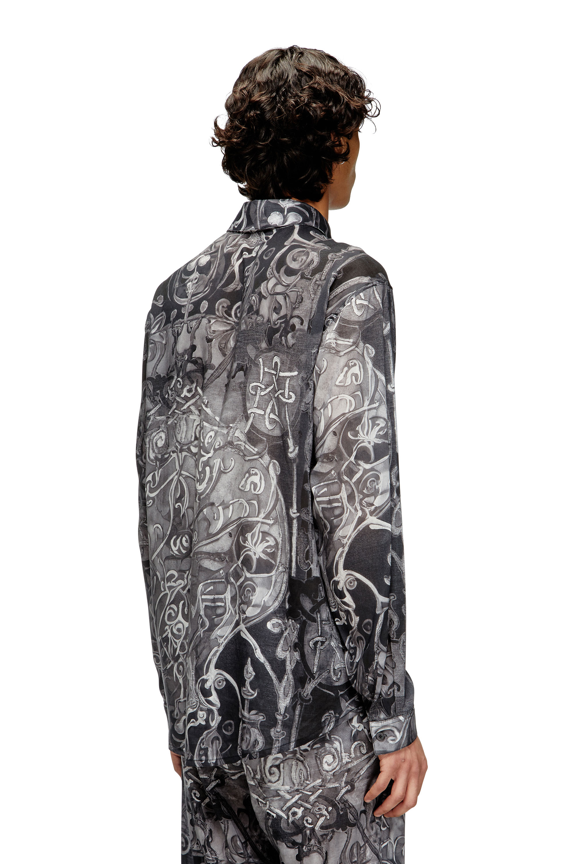 Diesel - S-SIMPLY-B-AJFW, Man's TENCEL™ shirt with medieval print in Black - 3