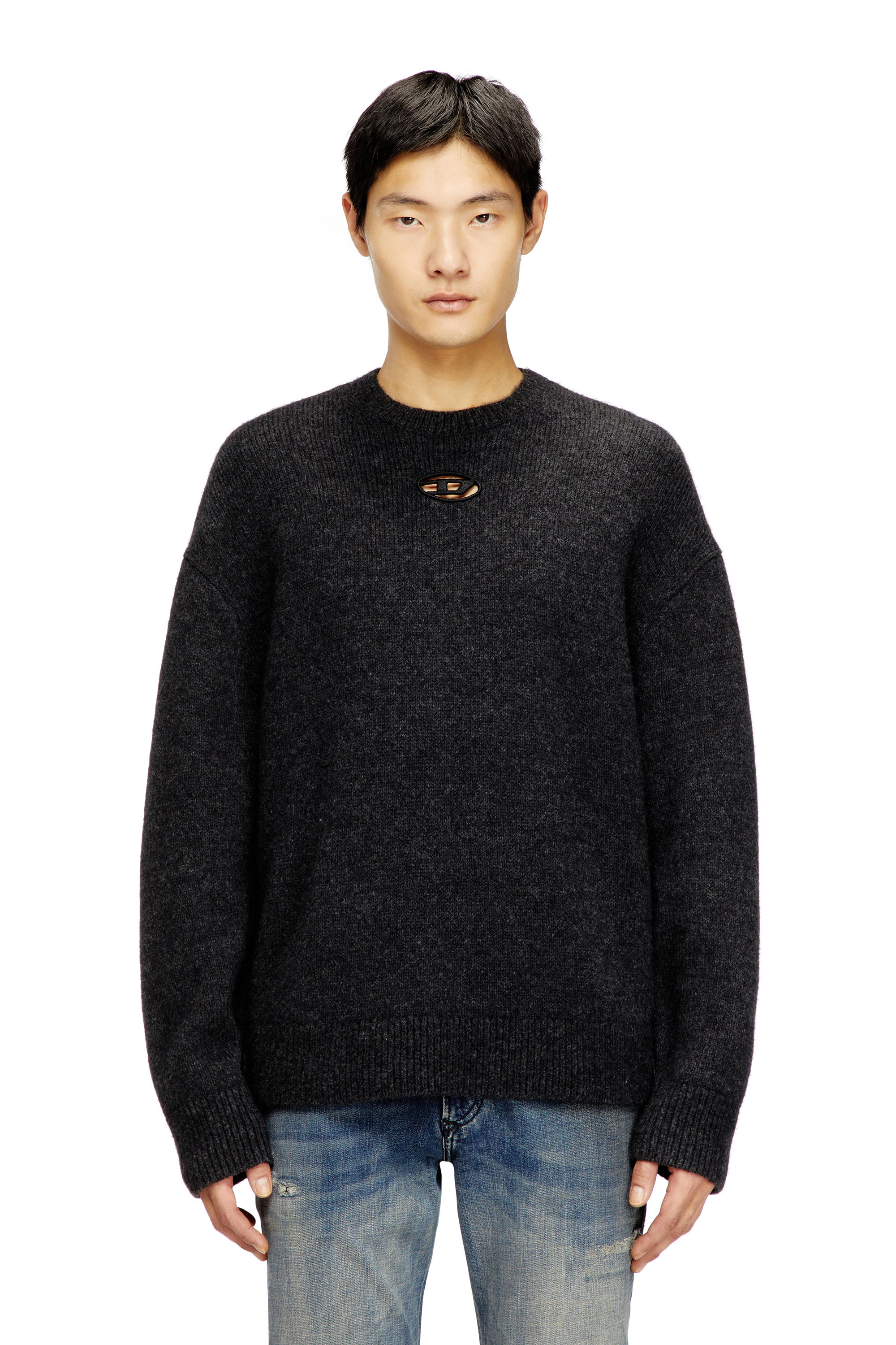 Diesel - K-AREESO, Man's Jumper in wool and alpaca blend in Black - 1