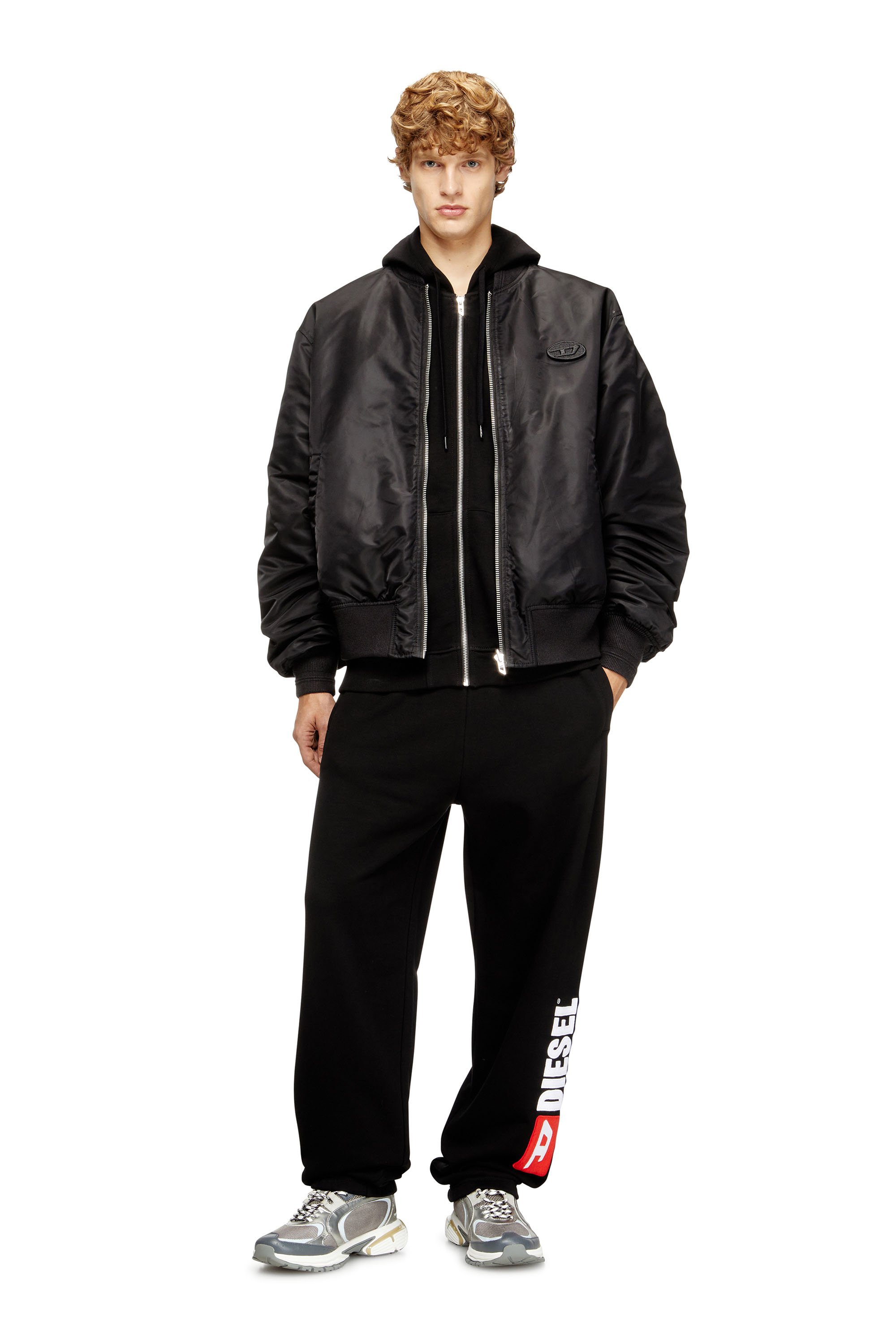 Diesel - W-TYPE-D1, Man's Padded bomber jacket with Oval D embroidery in Black - 3
